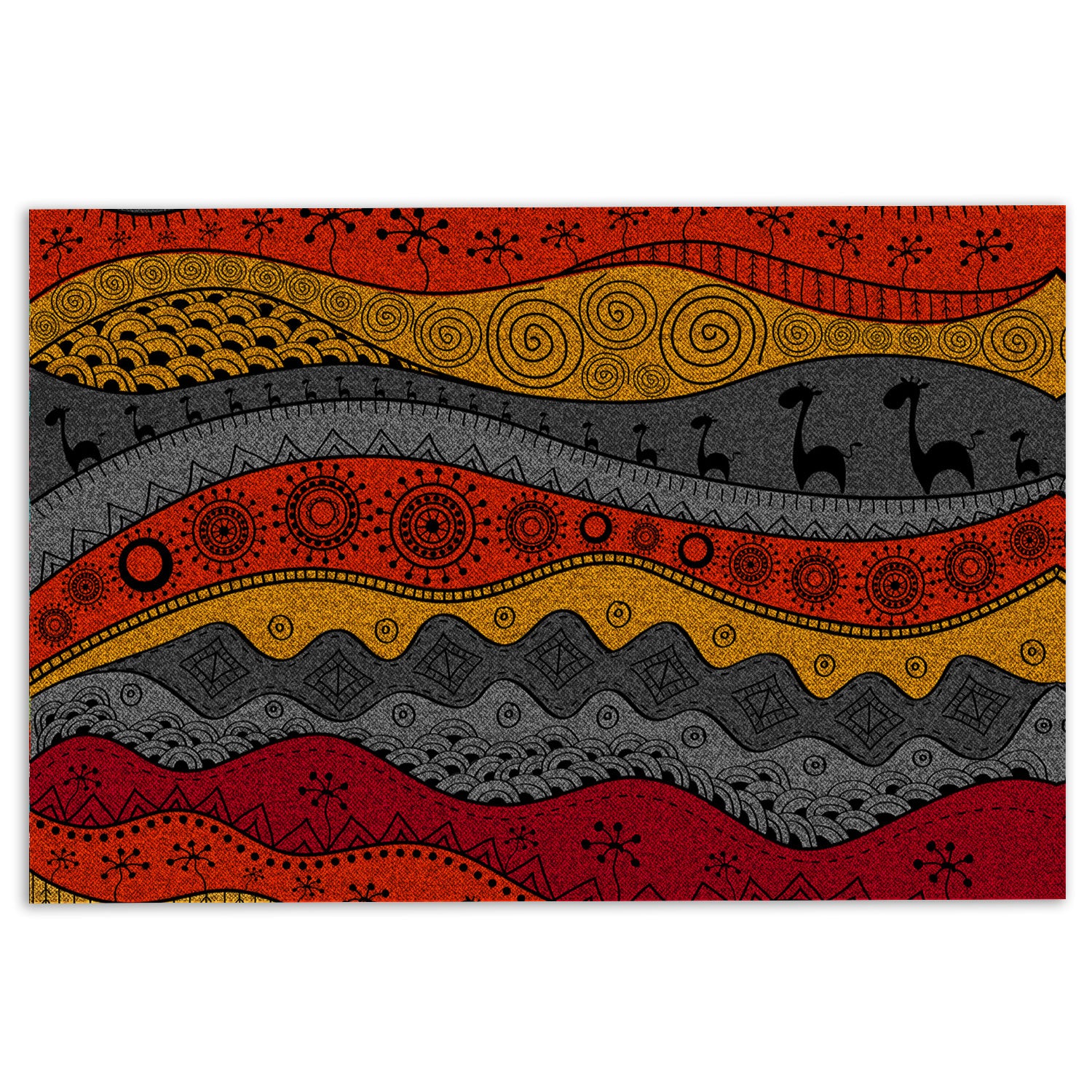 Native American Rubber Doormat, Ethnic Afro African Patterns Love Africa Styles Culture Welcome Doormat, Indoor Outdoor Door Mat, Home Decor