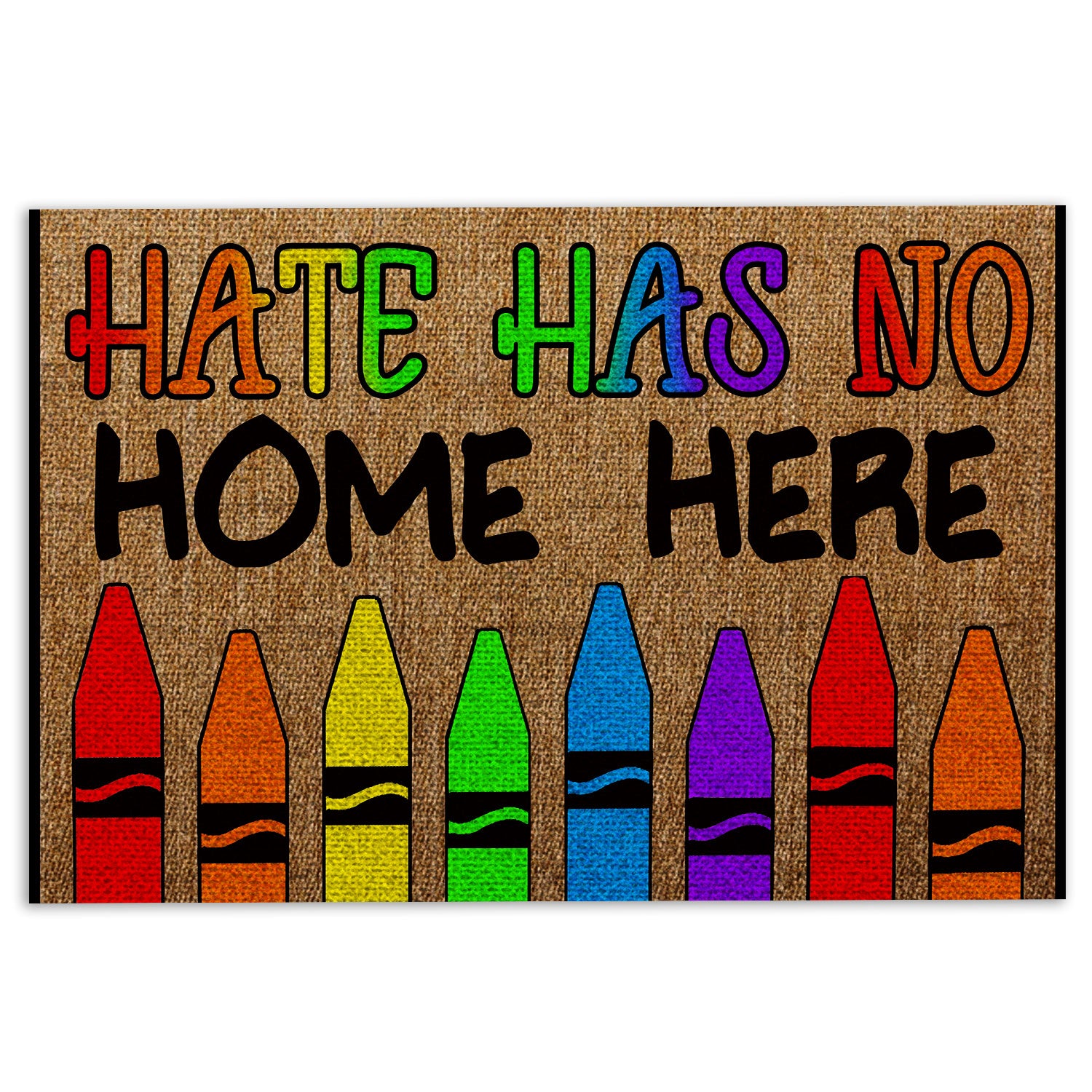 Lgbt Rubber Doormat, Lgbt Support Lgbtq Love Is Love Pride Hate Has No Home Here Welcome Doormat, Indoor Outdoor Door Mat, Home Decor