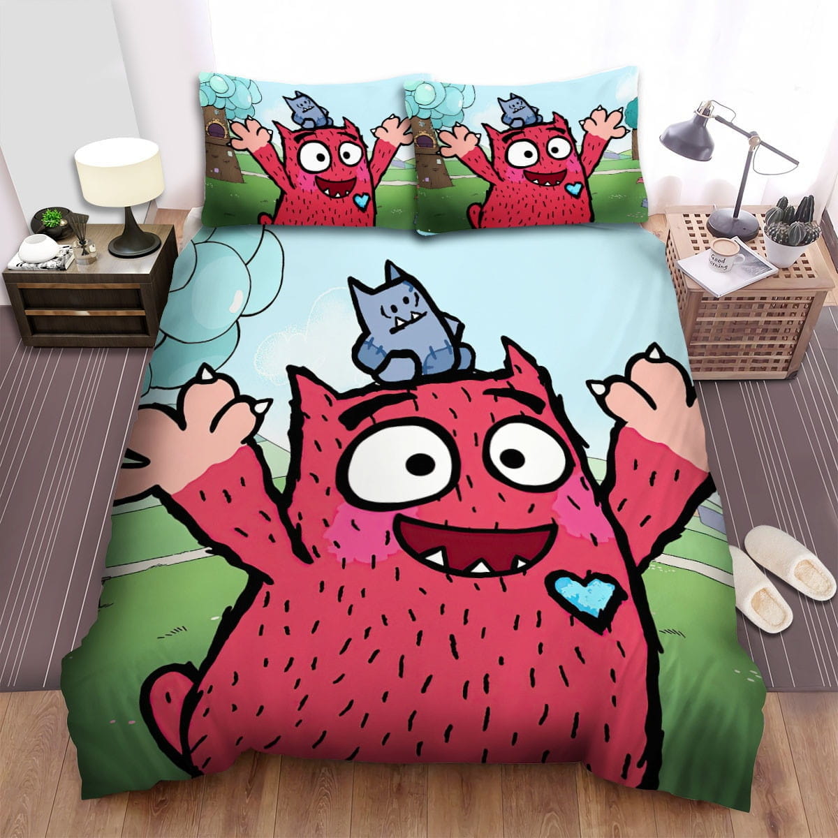 Love Monster Having Fun Bedding Sets Duvet Cover, Flatsheet, Pillowcases Perfect Gift For Fans