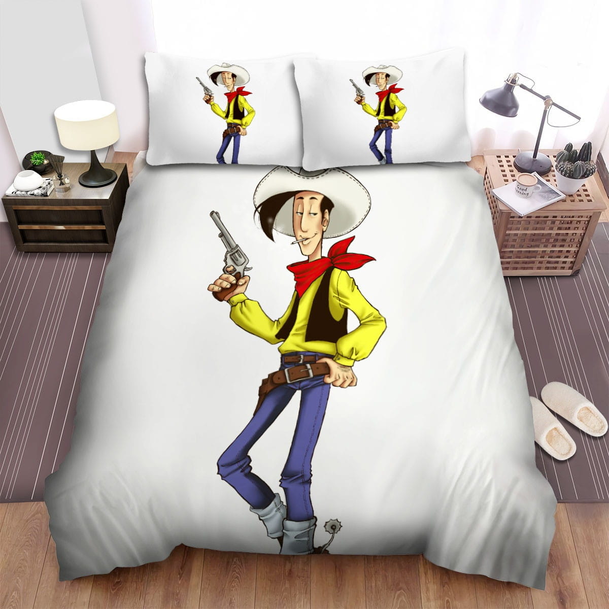 Lucky Luke Posing Bedding Sets Duvet Cover, Flatsheet, Pillowcases Perfect Gift For Fans