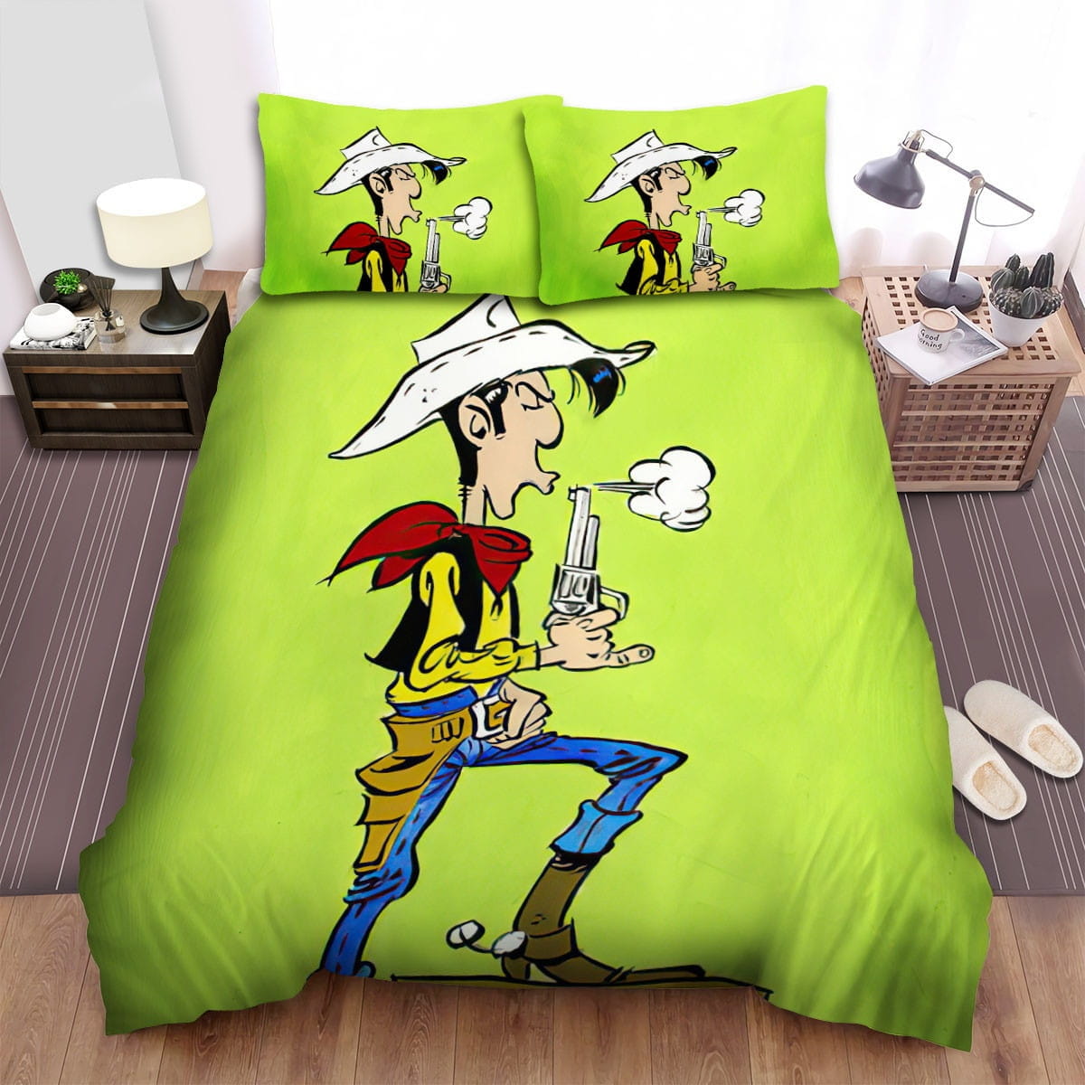 Lucky Luke And His Gun Bedding Set, Gift For Christmas, Birthday, Thanksgiving