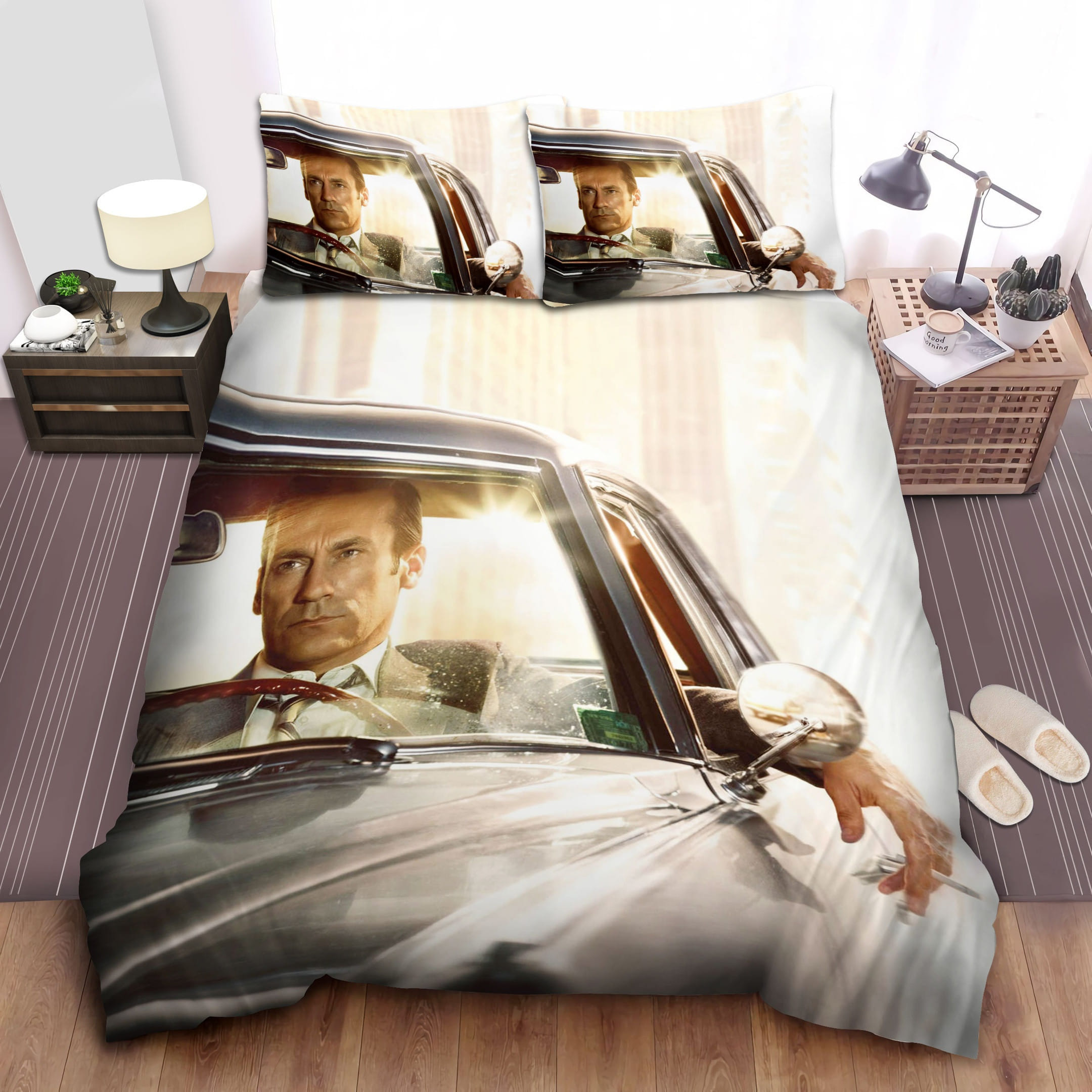 Mad Men Don Driving Bedding Sets Duvet Cover, Flatsheet, Pillowcases Perfect Gift For Fans