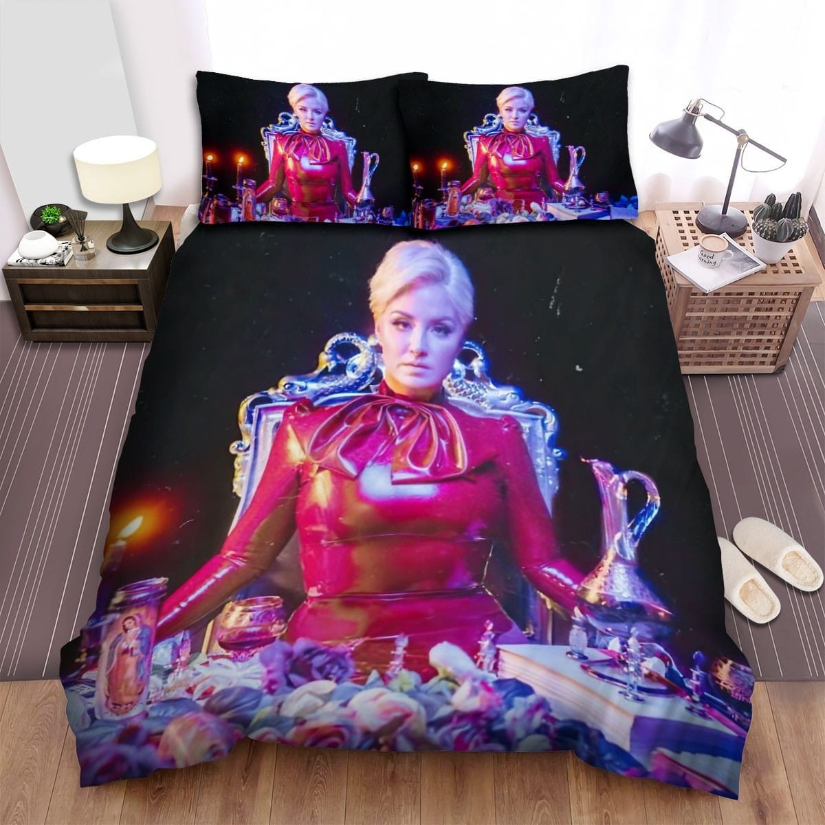 Maggie Rose Red And Purple Bedding Set, Gift For Christmas, Birthday, Thanksgiving