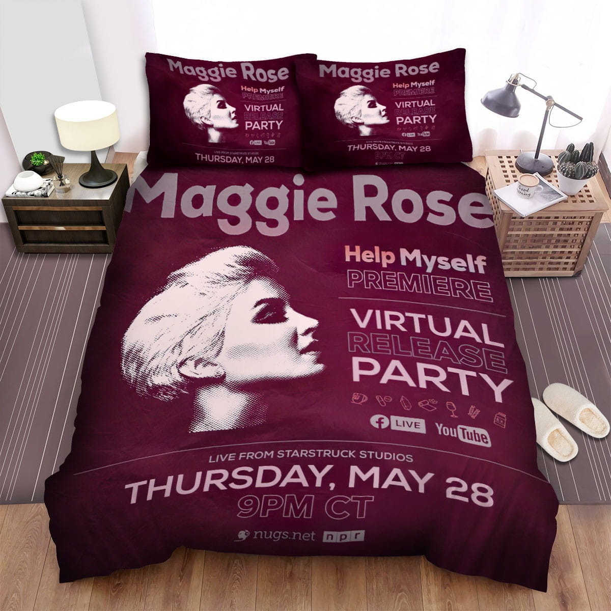 Maggie Rose Purple Bedding Sets Duvet Cover, Flatsheet, Pillowcases Perfect Gift For Fans