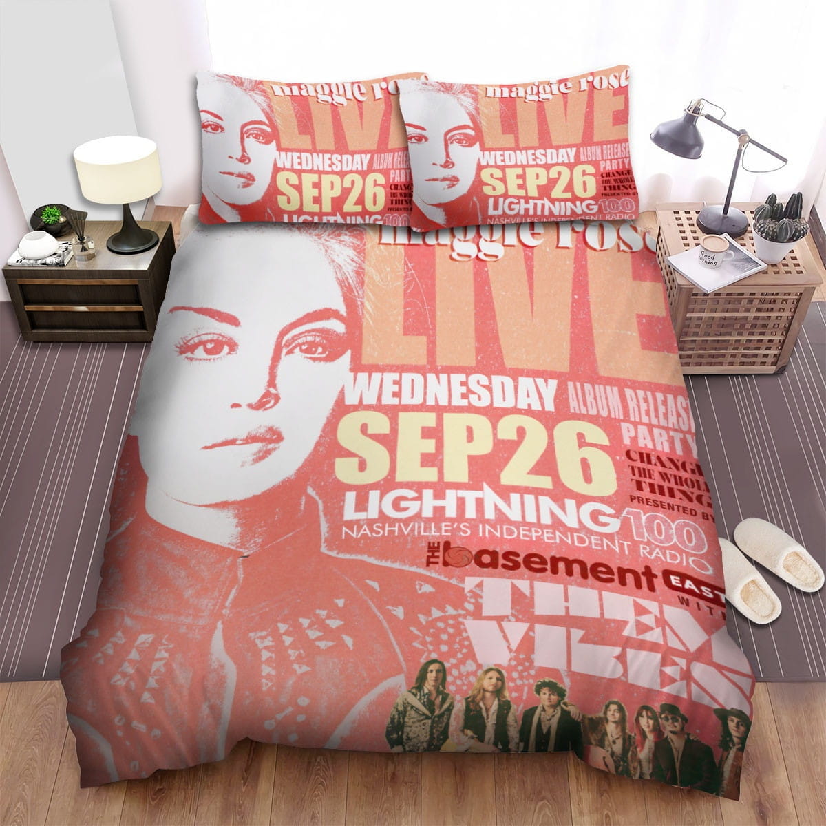 Maggie Rose Pink Bedding Sets Duvet Cover, Flatsheet, Pillowcase For Your Lover