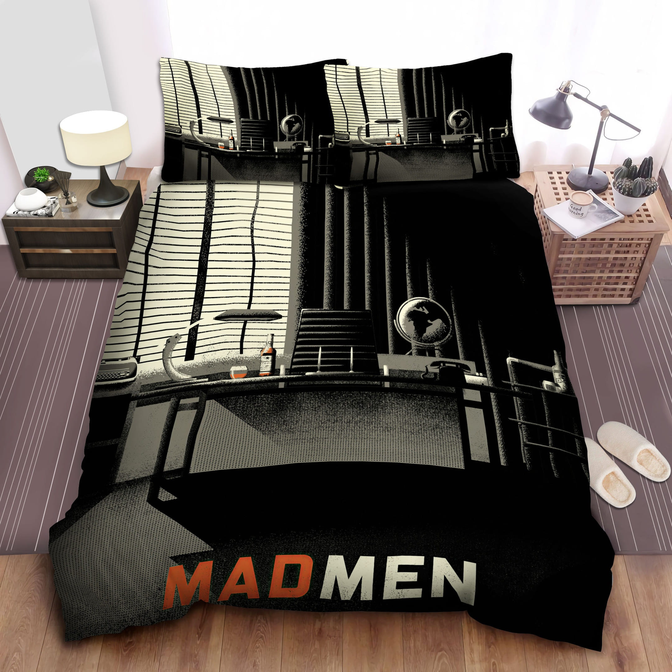 Mad Men In The Office Bedding Sets, Flatsheet Gift For Christmas, Thanksgiving, Halloween