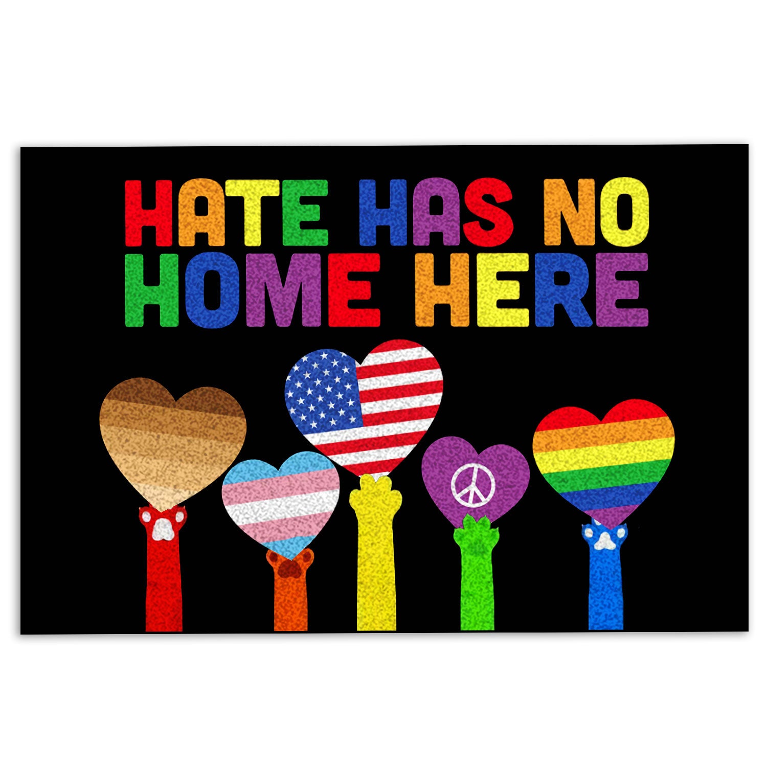 Lgbt Rubber Doormat, Lgbt Lgbtq Hate Has No Home Here Love Is Love For Pride Month Welcome Doormat, Indoor Outdoor Door Mat, Home Decor
