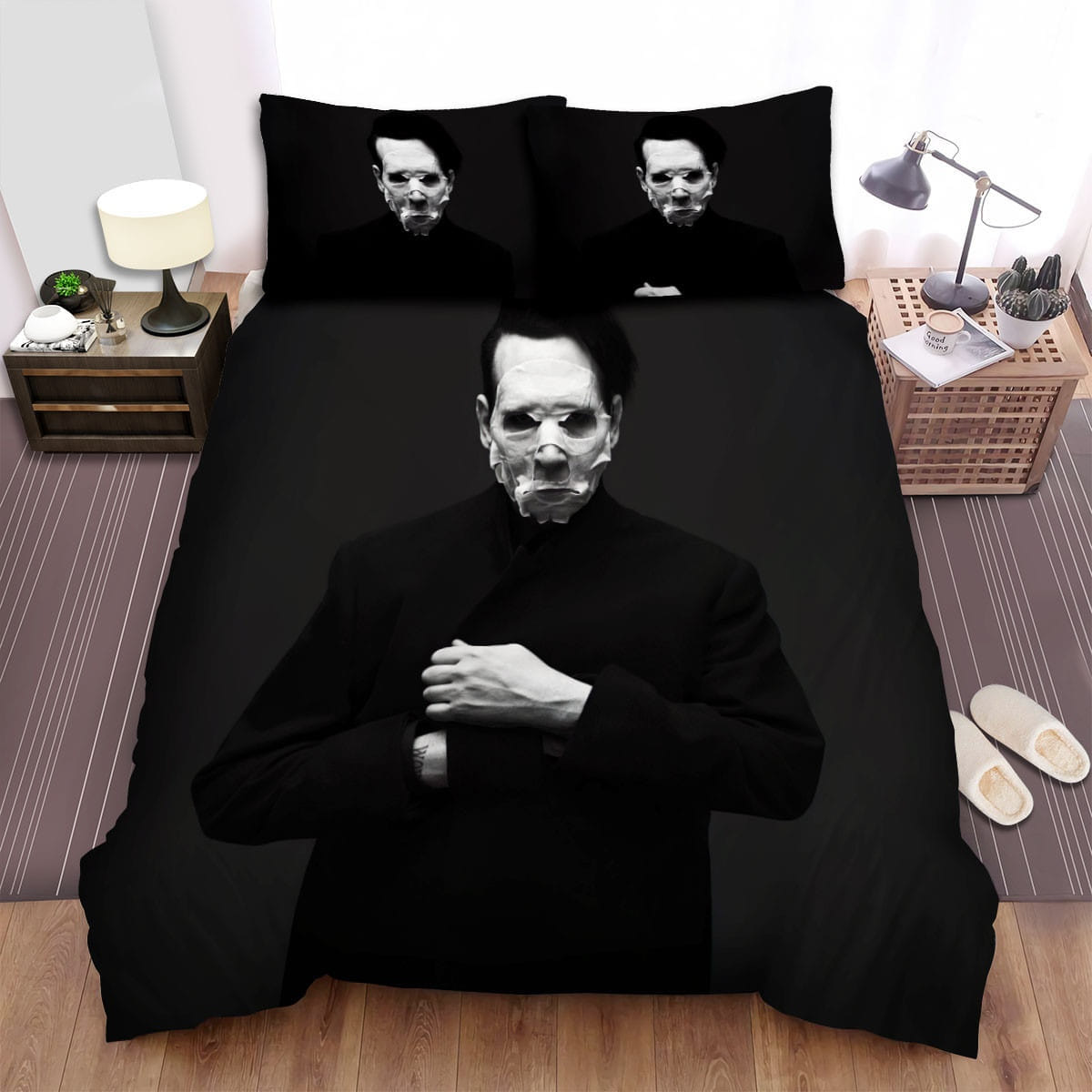 Marilyn Manson Mask Bedding Sets Duvet Cover, Flatsheet, Pillowcases Perfect Gift For Fans