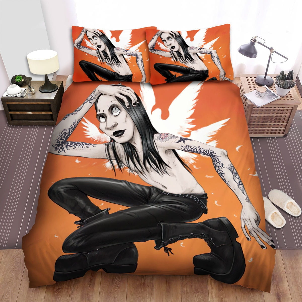Marilyn Manson Wings Bedding Sets Duvet Cover, Flatsheet, Pillowcase For Your Lover
