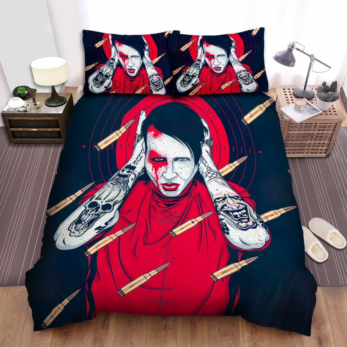Marilyn Manson Bullets Bedding Sets Duvet Cover, Flatsheet, Pillowcase For Your Lover