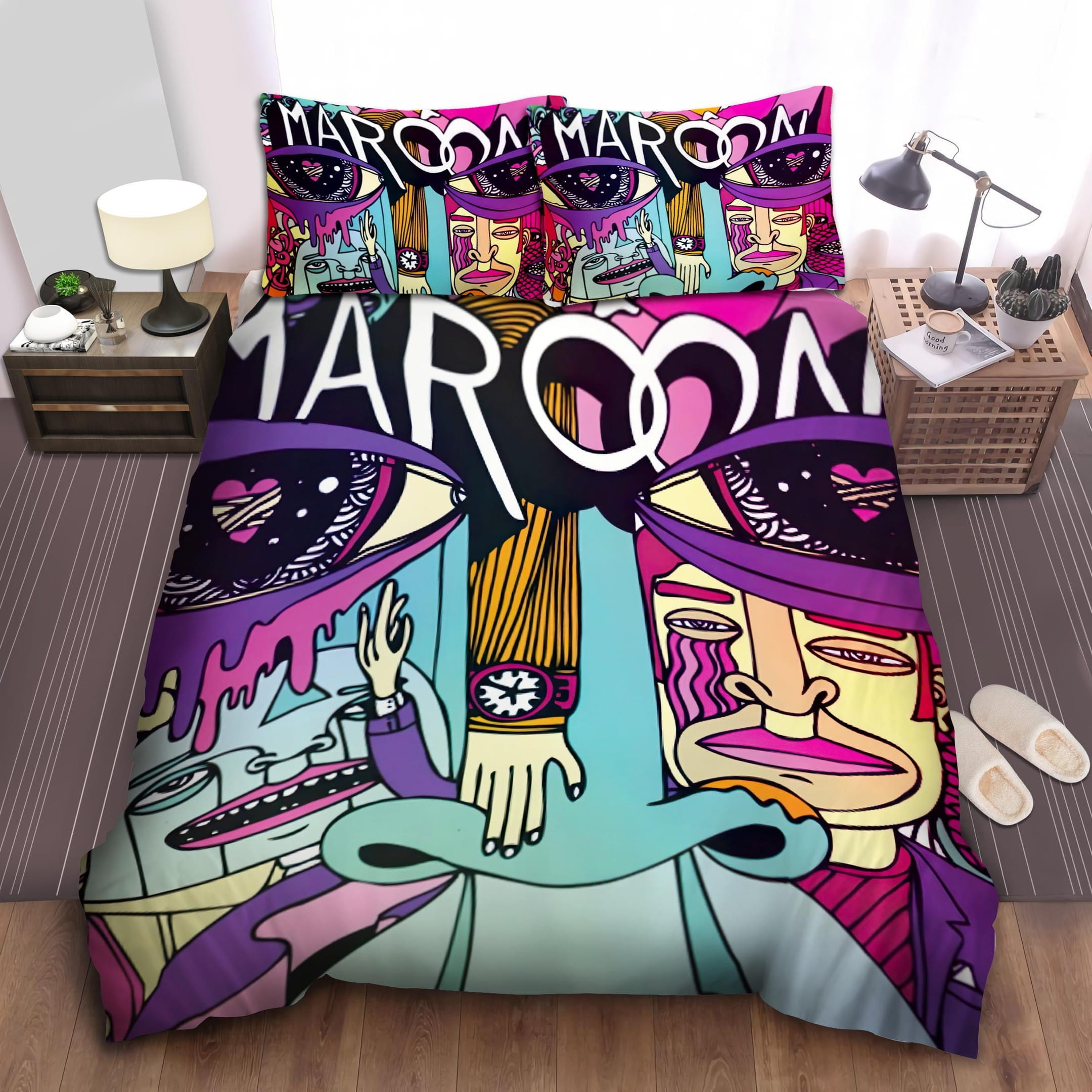 Maroon 5 Abstract Painting Bedding Set, Gift For Christmas, Birthday, Thanksgiving