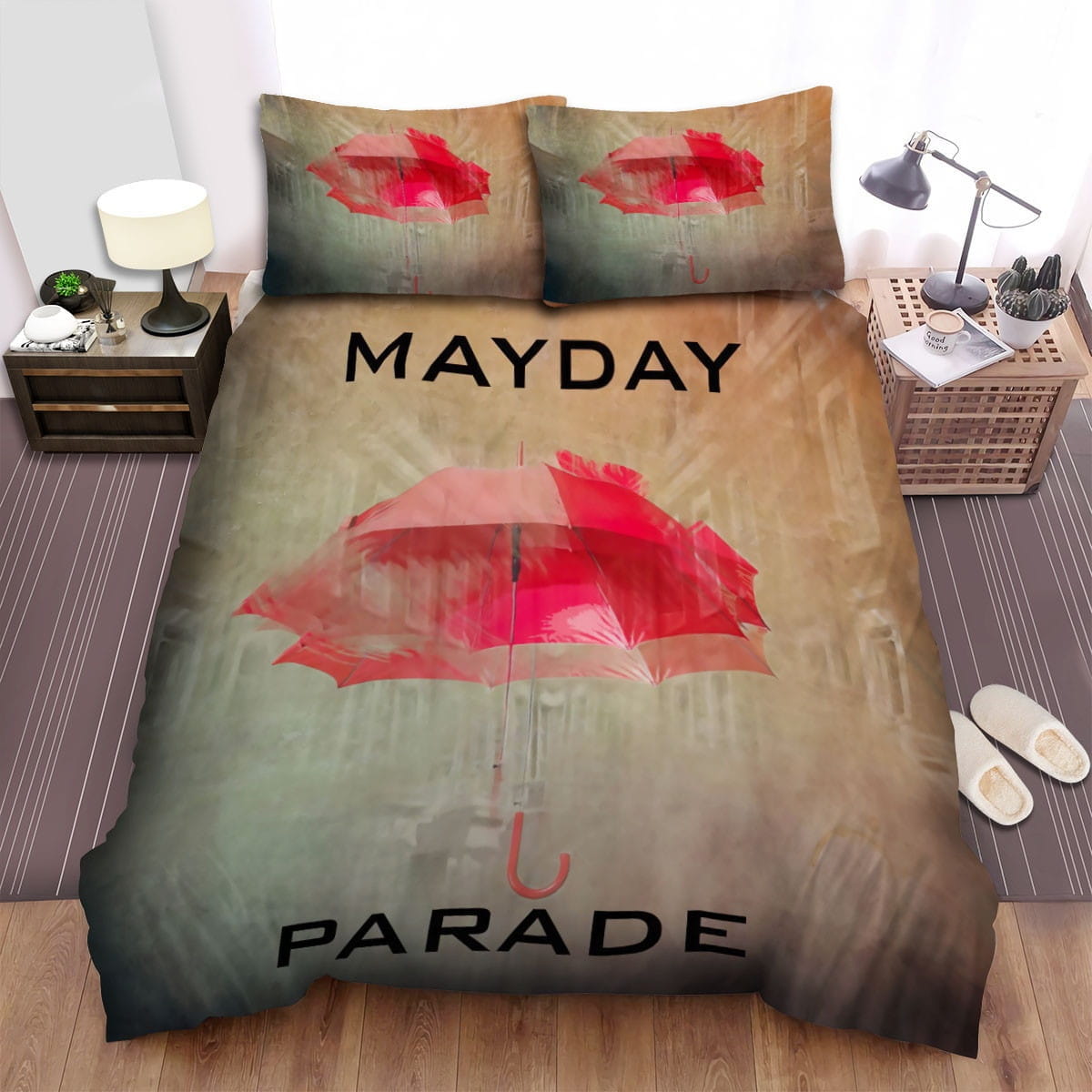 Mayday Parade Red Umbrella Bedding Sets, Flatsheet Gift For Christmas, Thanksgiving, Halloween