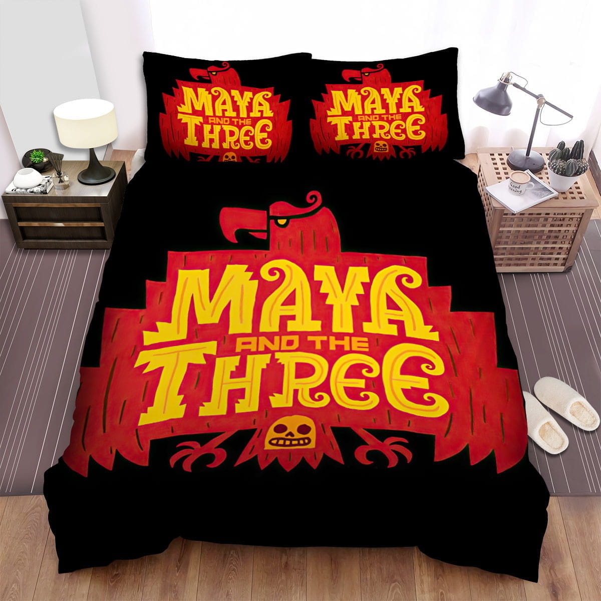 Maya And The Three Logos Bedding Sets, Flatsheet Gift For Christmas, Thanksgiving, Halloween