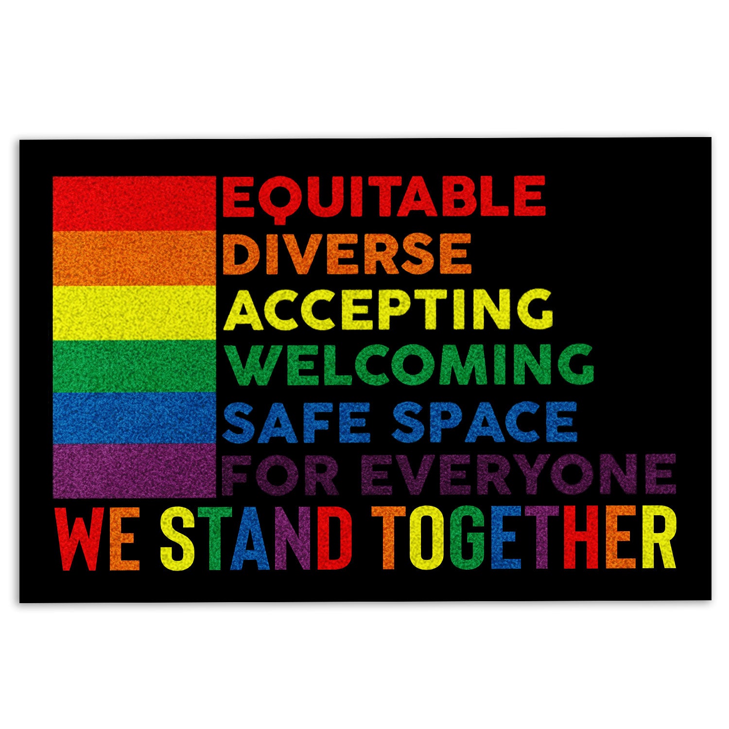 Lgbt Rubber Doormat, Lgbt Support Lgbtq Pride Welcoming We Stand Pride Month Welcome Doormat, Indoor Outdoor Door Mat, Home Decor