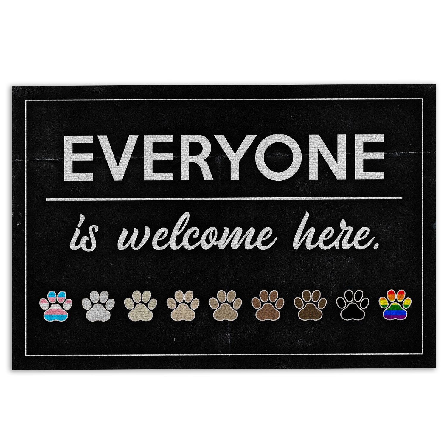 Lgbt Rubber Doormat, Lgbt Pride Love Lgbtq Everyone Is Welcome Here Dog Cat Paws Welcome Doormat, Indoor Outdoor Door Mat, Home Decor