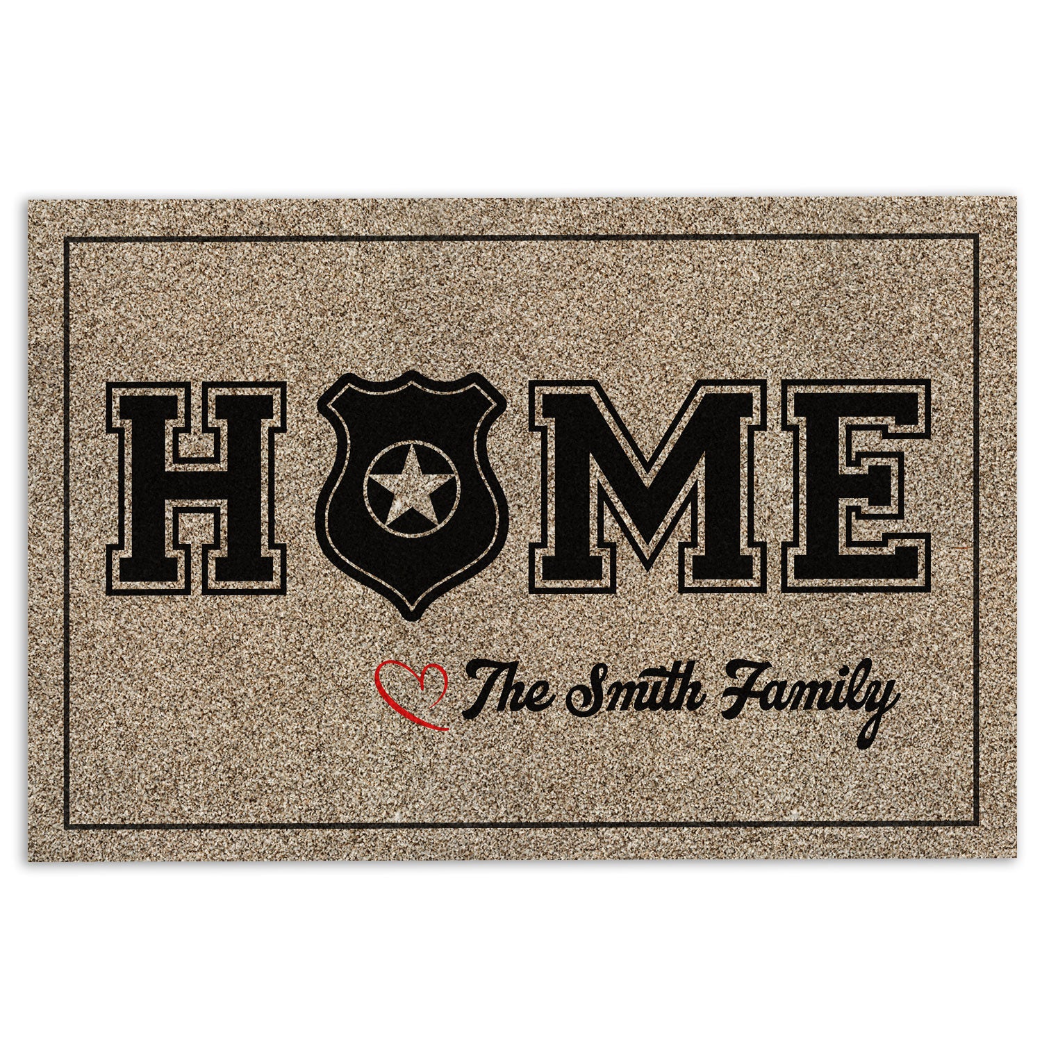 Police Rubber Doormat, Us Police Home American Police Family Welcome Doormat, Custom Name Indoor Outdoor Door Mat, Home Decor