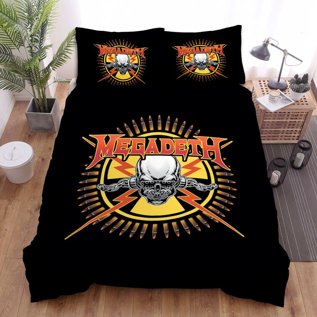Megadeth Logo With Bullets Bedding Sets, Flatsheet Gift For Wife, Husband, Besties