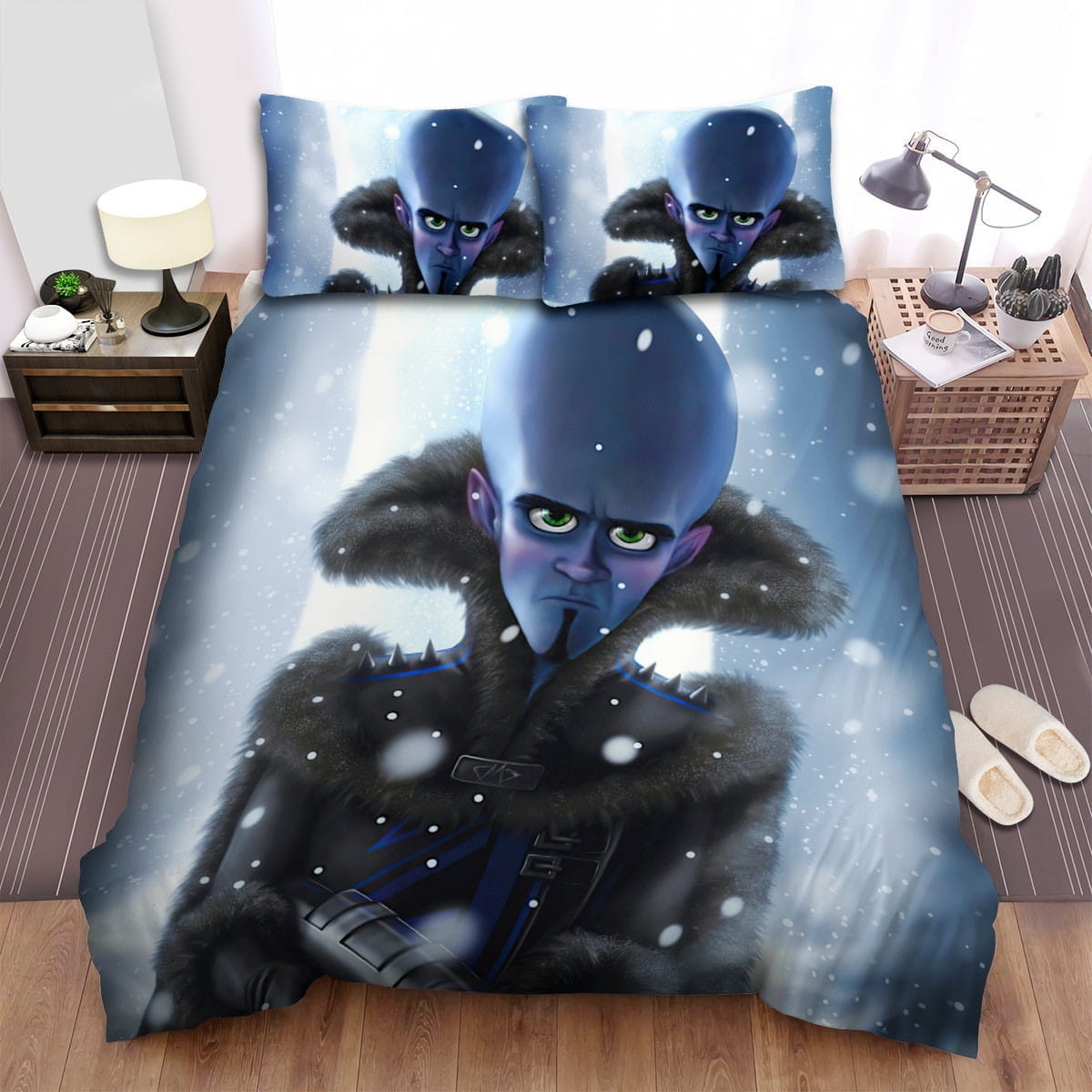 Megamind In Snow Artwork Bedding Sets Duvet Cover, Flatsheet, Pillowcases Perfect Gift For Fans