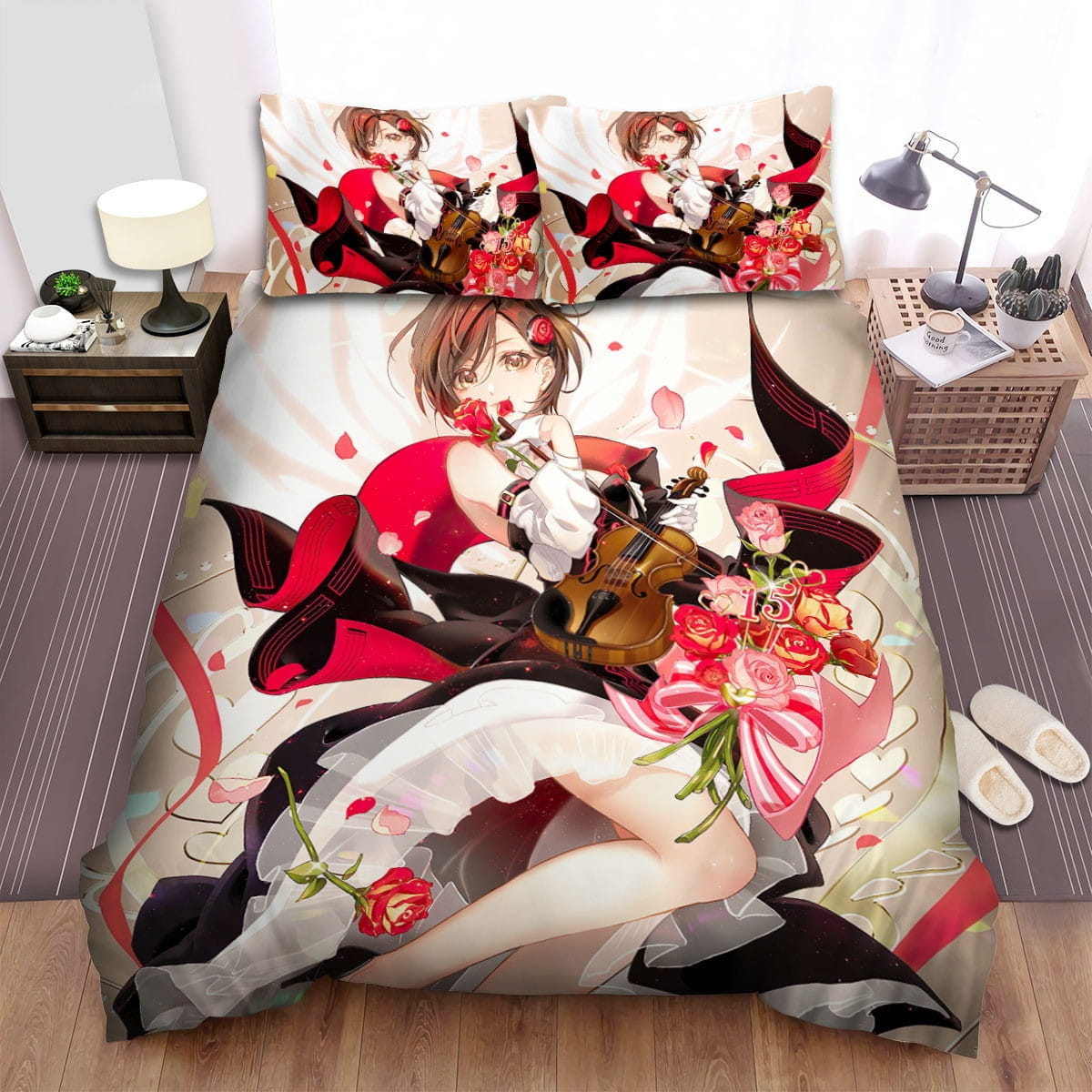 Meiko (Vocaloid) Roses Bedding Sets, Flatsheet Gift For Christmas, Thanksgiving, Halloween