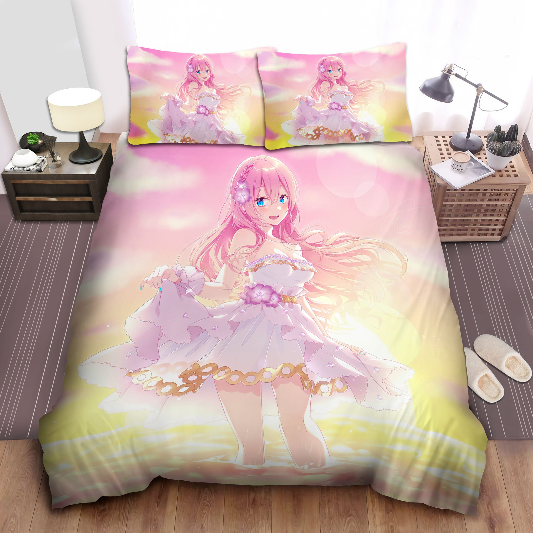 Megurine Luka At The Beach Bedding Set, Gift For Christmas, Birthday, Thanksgiving