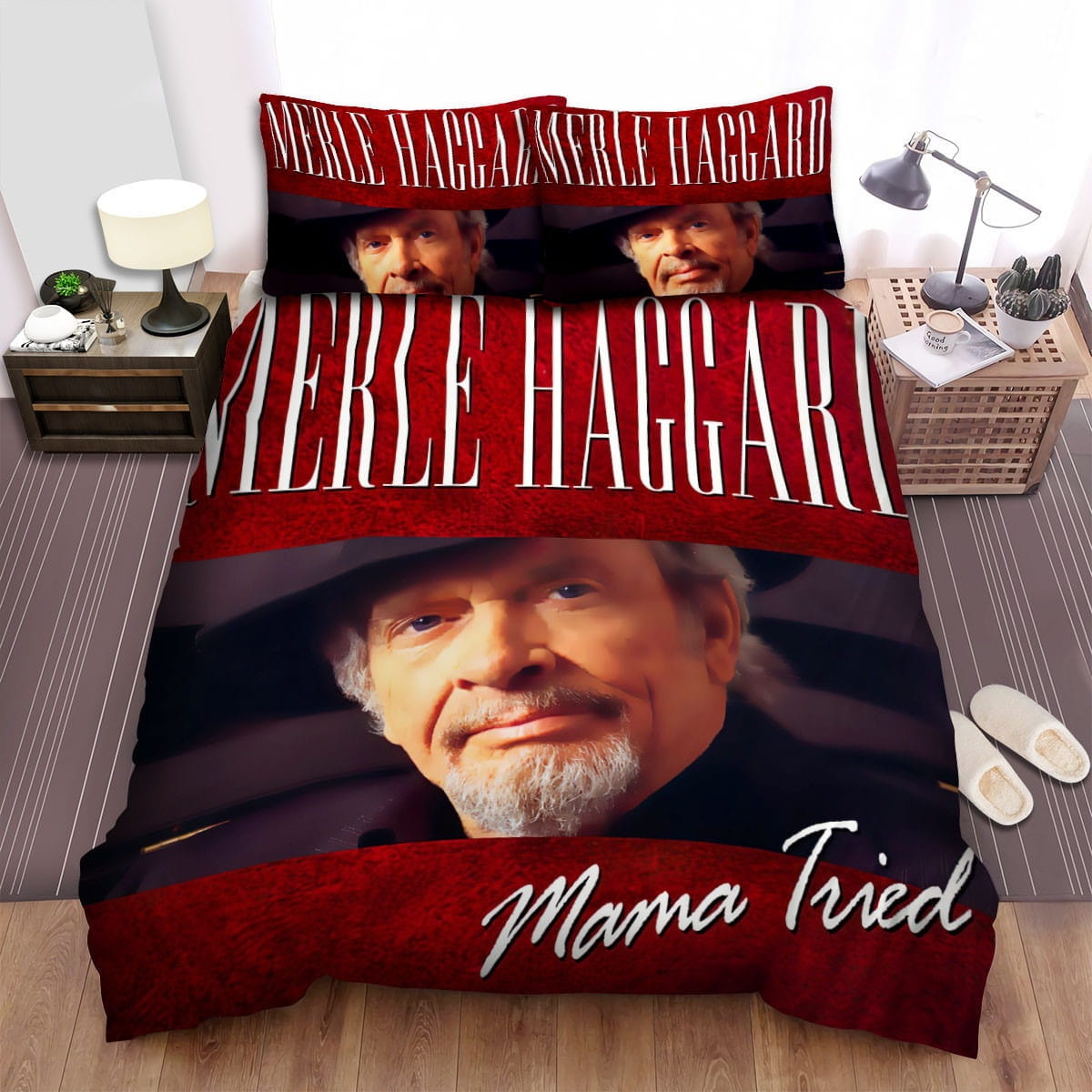 Merle Haggard Mama Tried Bedding Sets, Flatsheet Gift For Christmas, Thanksgiving, Halloween