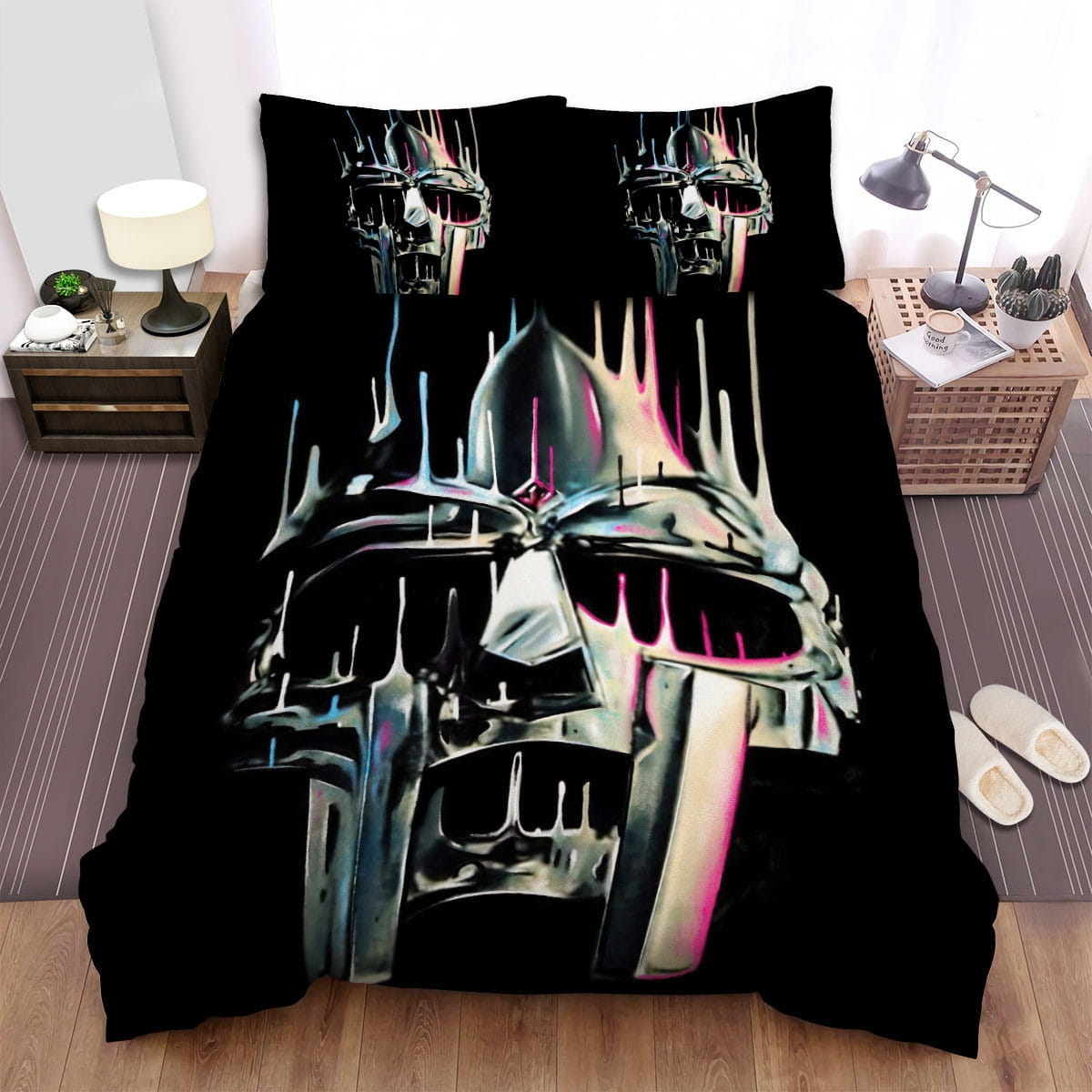 Mf Doom Melted Mask Art Decorative Bedding Sets with Duvet Cover, Flatsheet, Pillowcases