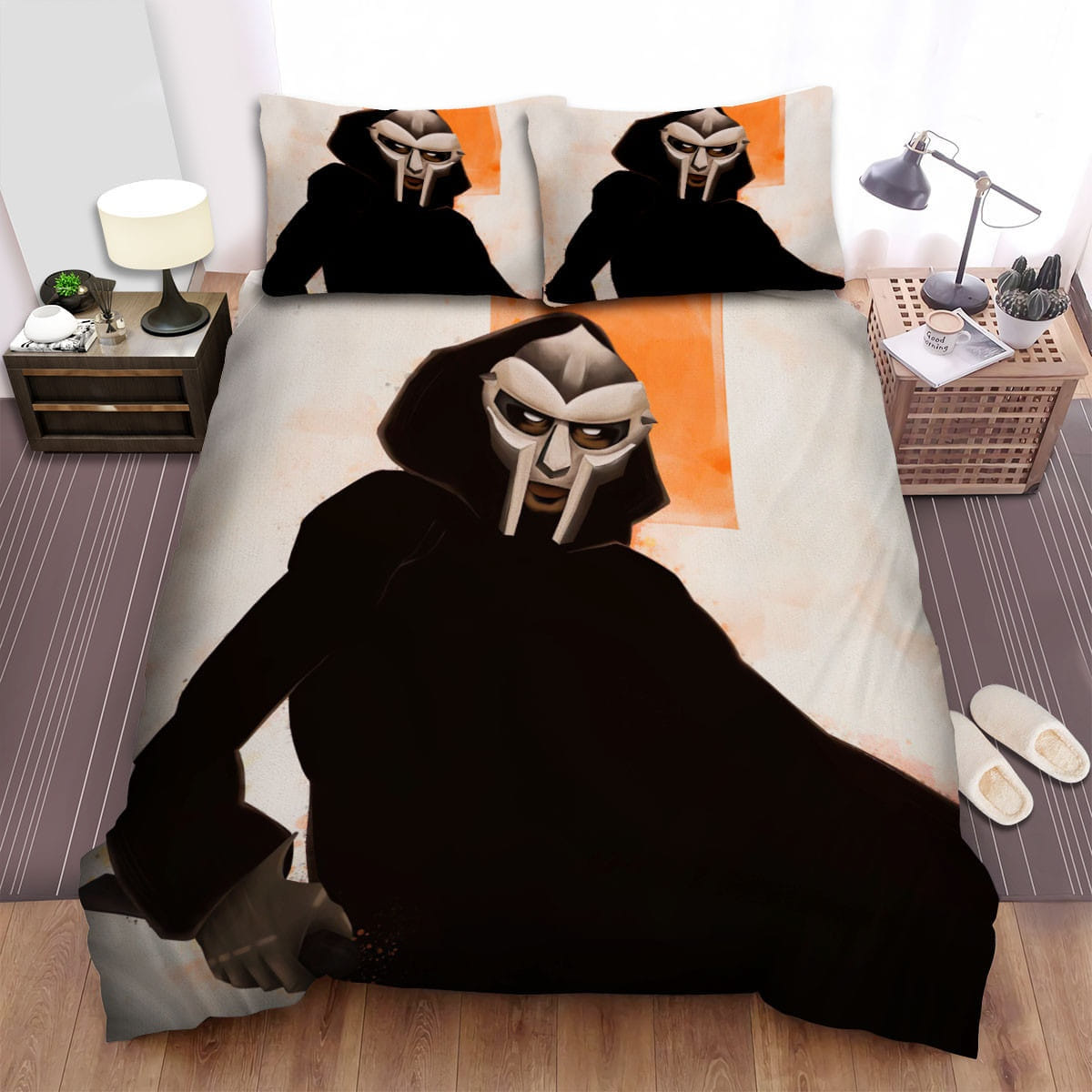 Mf Doom In Black Art Bedding Sets, Flatsheet Gift For Christmas, Thanksgiving, Halloween