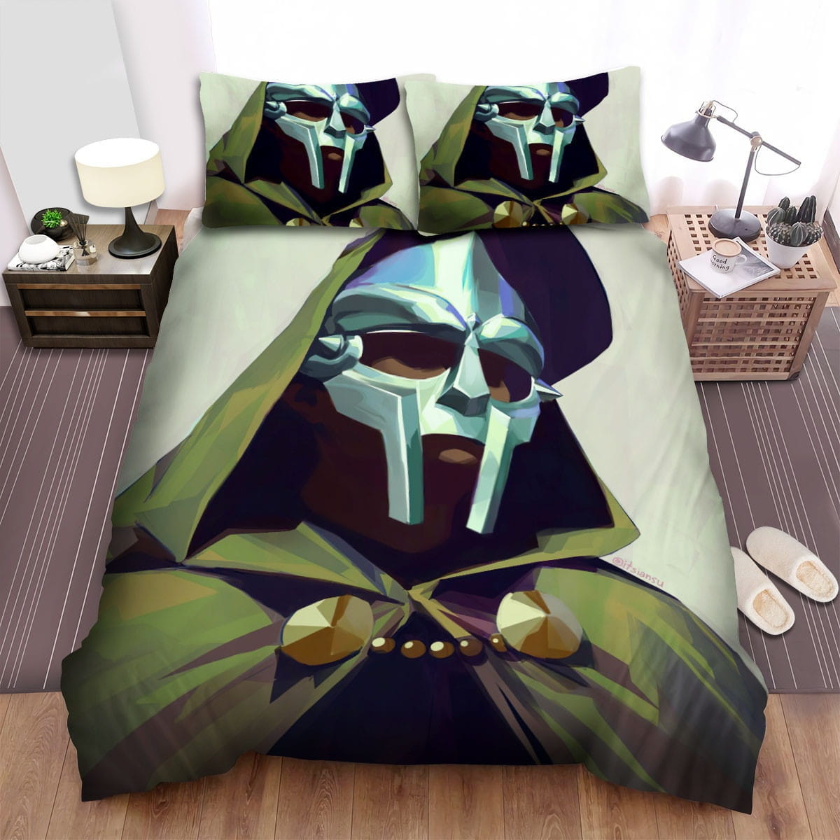 Mf Doom Portrait Art Bedding Sets Duvet Cover, Flatsheet, Pillowcase For Your Lover