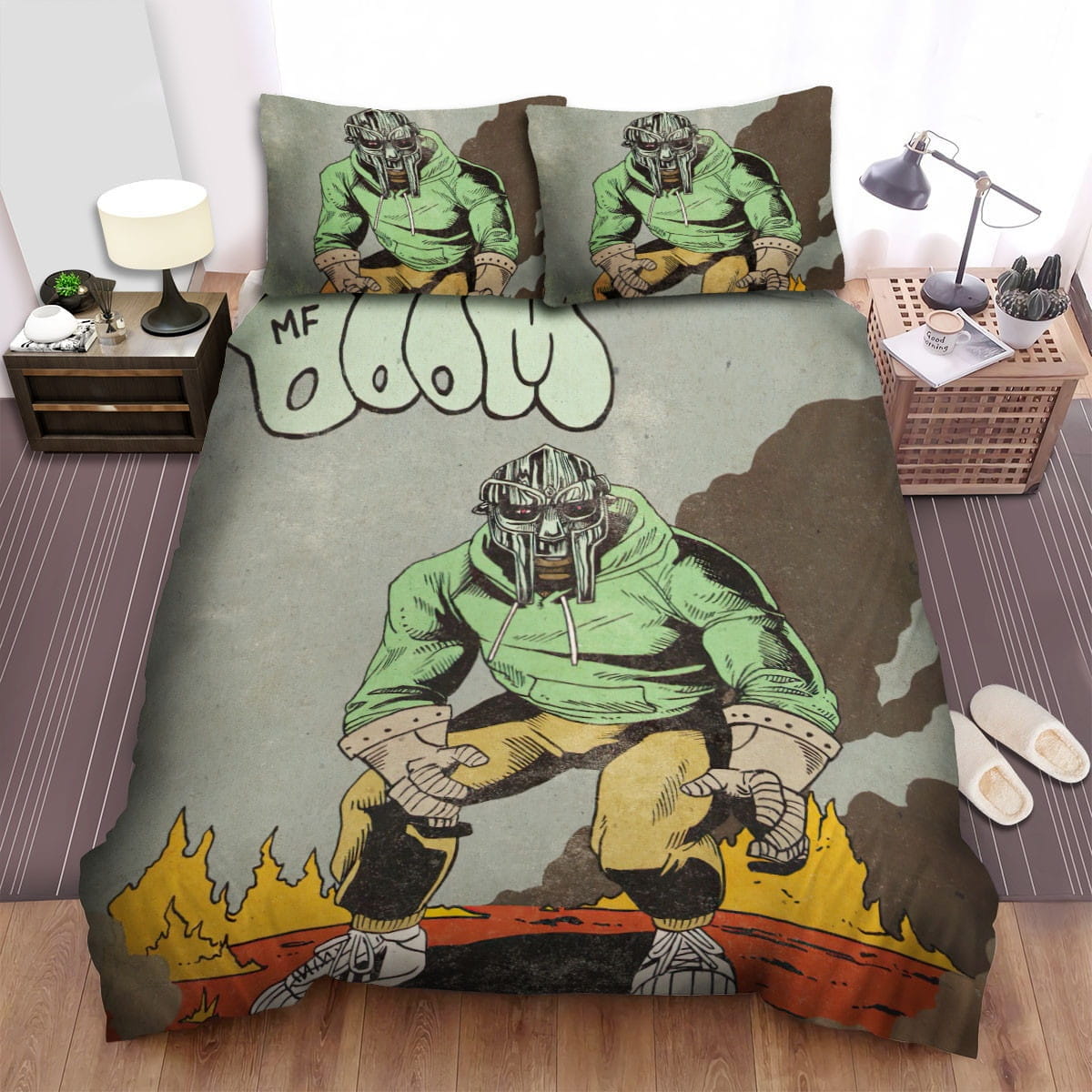 Mf Doom In The Flame Art Bedding Sets, Flatsheet Gift For Wife, Husband, Besties