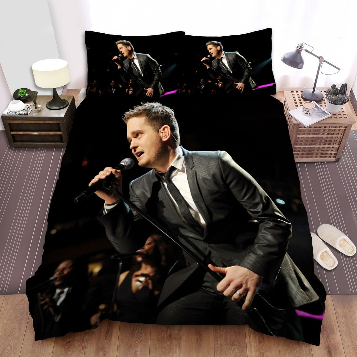 Michael Buble Performing Decorative Bedding Sets with Duvet Cover, Flatsheet, Pillowcases