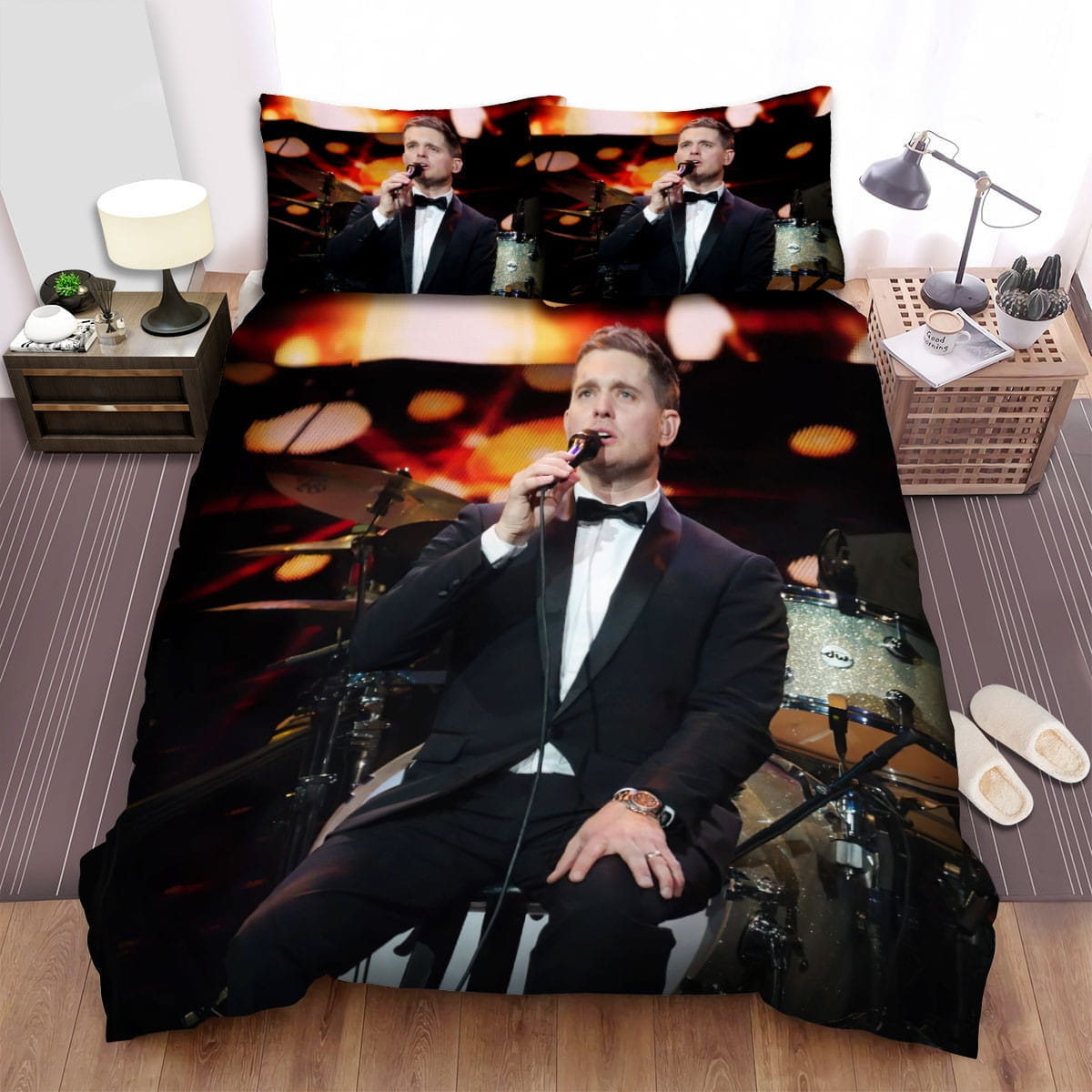 Michael Buble On Stage Bedding Sets Duvet Cover, Flatsheet, Pillowcases Perfect Gift For Fans