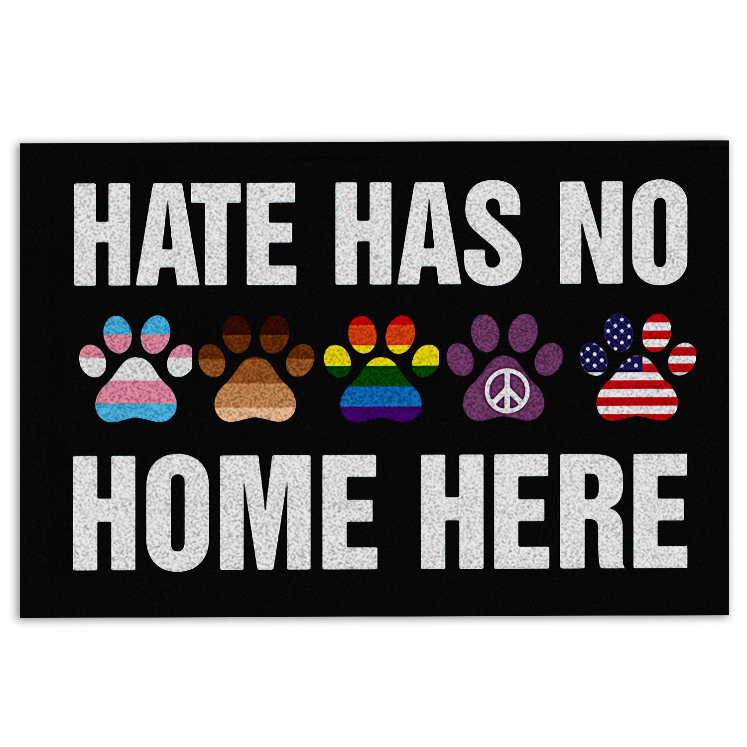 Lgbt Rubber Doormat, Hate Has No Home Here Dog Paws Lgbt Pride Lgbtq Peace Rainbow Welcome Doormat, Indoor Outdoor Door Mat, Home Decor