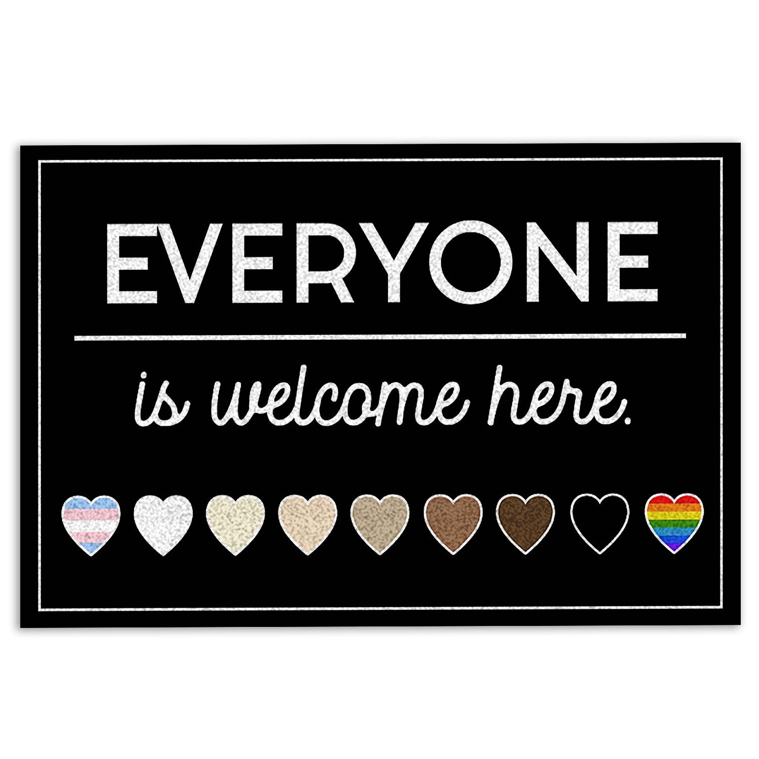 Lgbt Rubber Doormat, Lgbtq Lgbt Support Every One Is Welcome Here Love Pride Month Welcome Doormat, Indoor Outdoor Door Mat, Home Decor