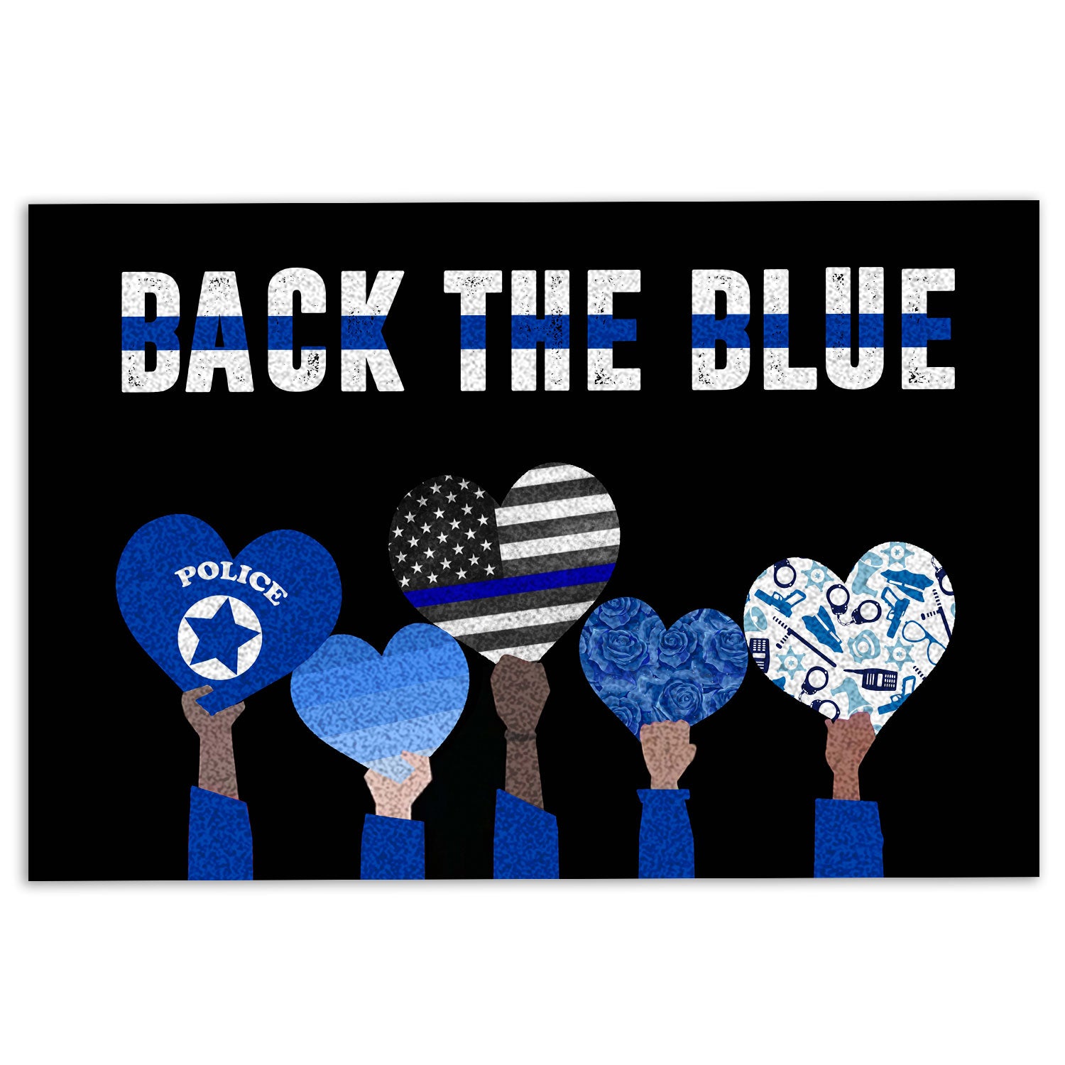 Police Rubber Doormat, Police In This House We Back The Blue Thin Blue Line Welcome Doormat, Indoor Outdoor Door Mat, Home Decor