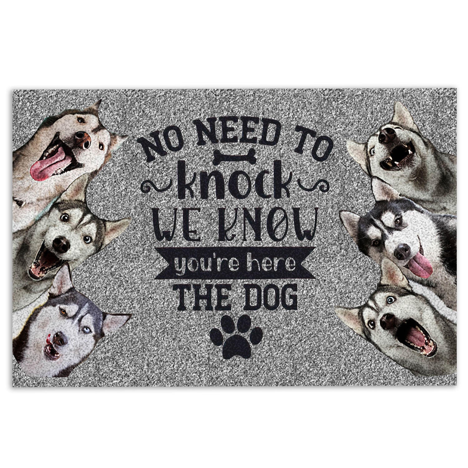 Husky Rubber Doormat, Siberian Husky Sibir Dog No Need To Knock We Know You'Re Here Welcome Doormat, Indoor Outdoor Door Mat, Home Decor