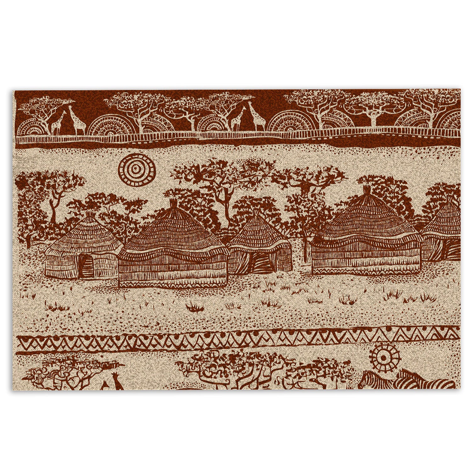 Native American Rubber Doormat, Ethnic Afro African Patterns Love Africa Styles Culture Brown Welcome Doormat, Indoor Outdoor Door Mat, Home Decor