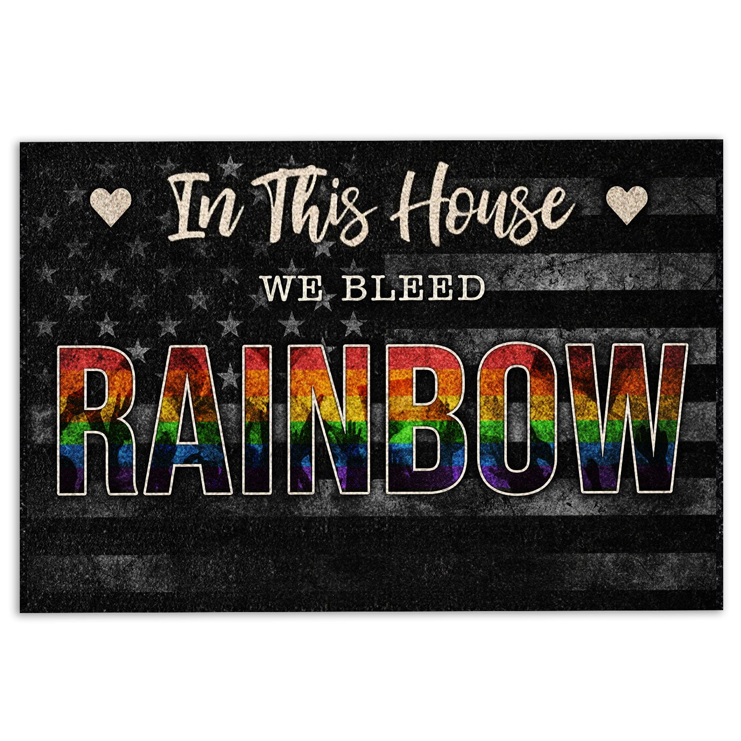 Lgbt Rubber Doormat, Lgbt Support Lgbtq Pride Month In This House We Bleed Rainbow Welcome Doormat, Indoor Outdoor Door Mat, Home Decor