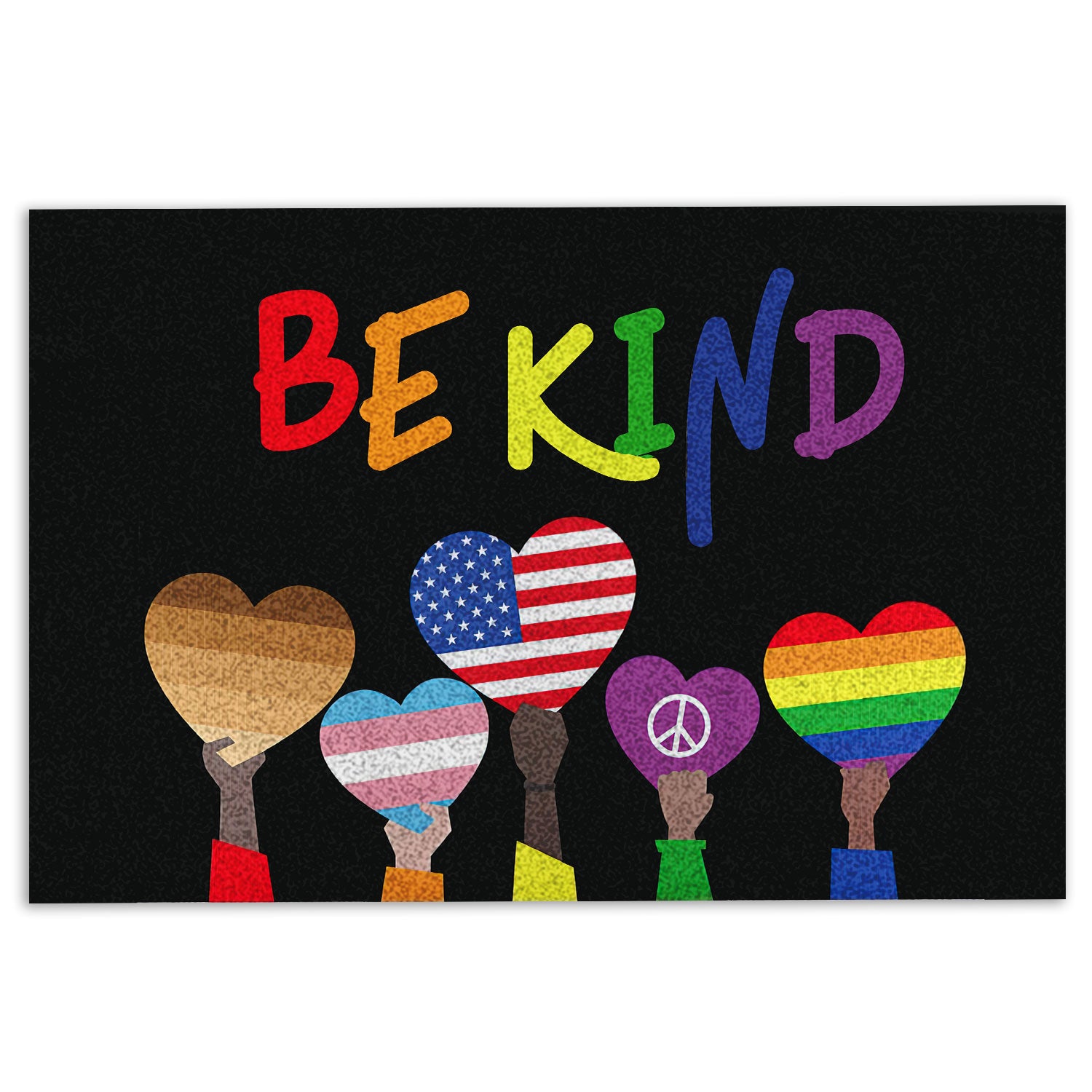 Lgbt Rubber Doormat, Be Kind Lgbt Lgbtq Pride Love Is Love Humankind Be Both Equality Welcome Doormat, Indoor Outdoor Door Mat, Home Decor