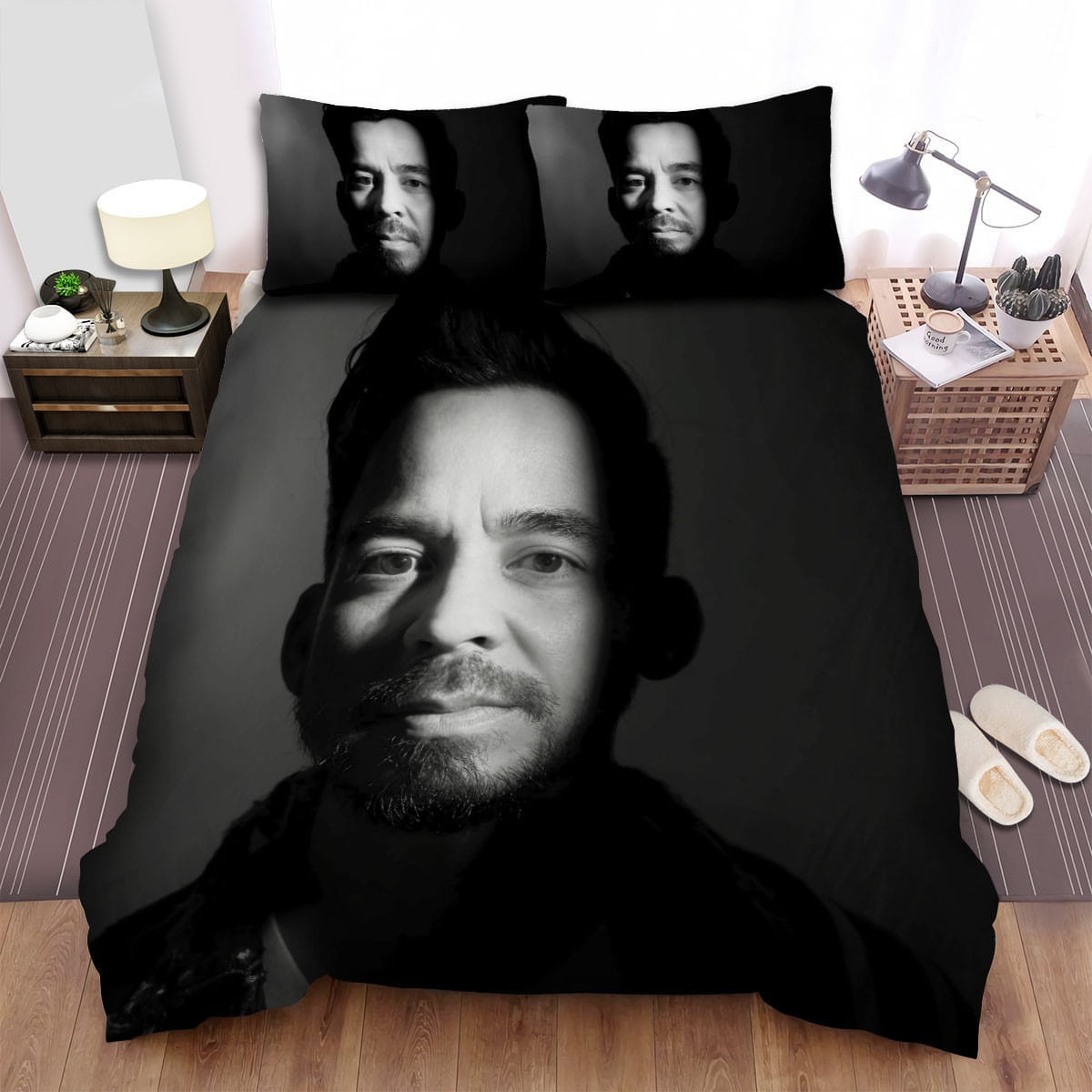 Mike Shinoda Face Bedding Sets Duvet Cover, Flatsheet, Pillowcases For Every Bedroom