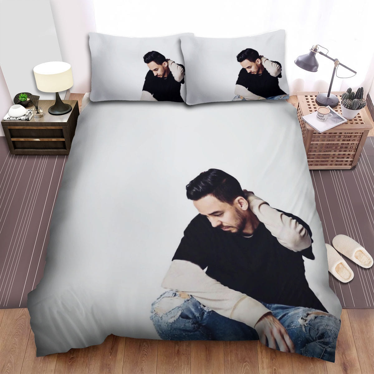 Mike Shinoda Shoulder Hurt Bedding Sets Duvet Cover, Flatsheet, Pillowcase For Your Lover