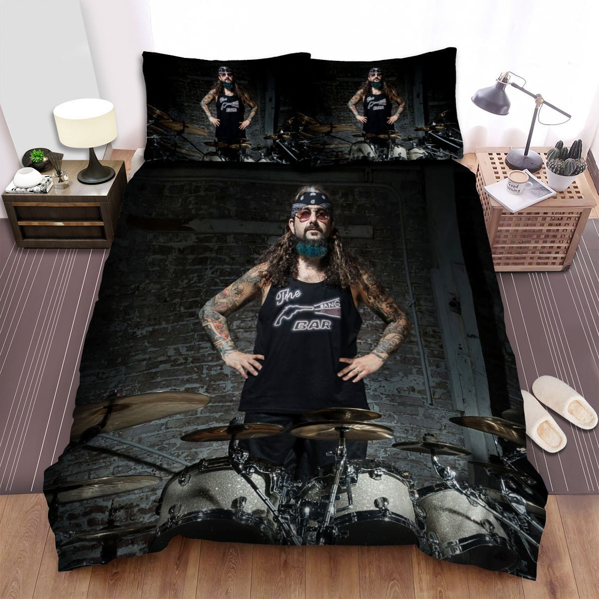 Mike Portnoy With Drums Decorative Bedding Sets with Duvet Cover, Flatsheet, Pillowcases