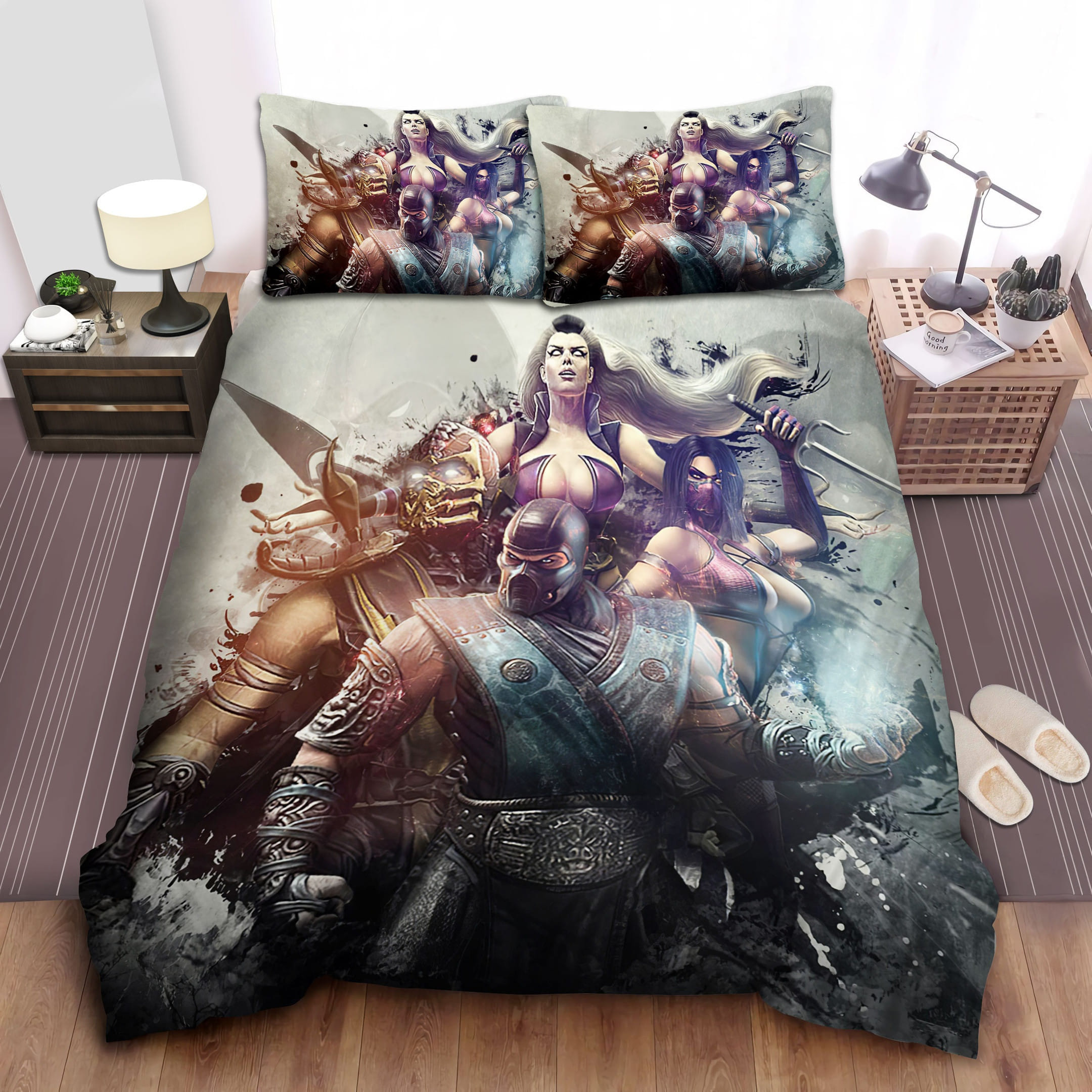 Mileena And Sindel Decorative Bedding Sets with Duvet Cover, Flatsheet, Pillowcases