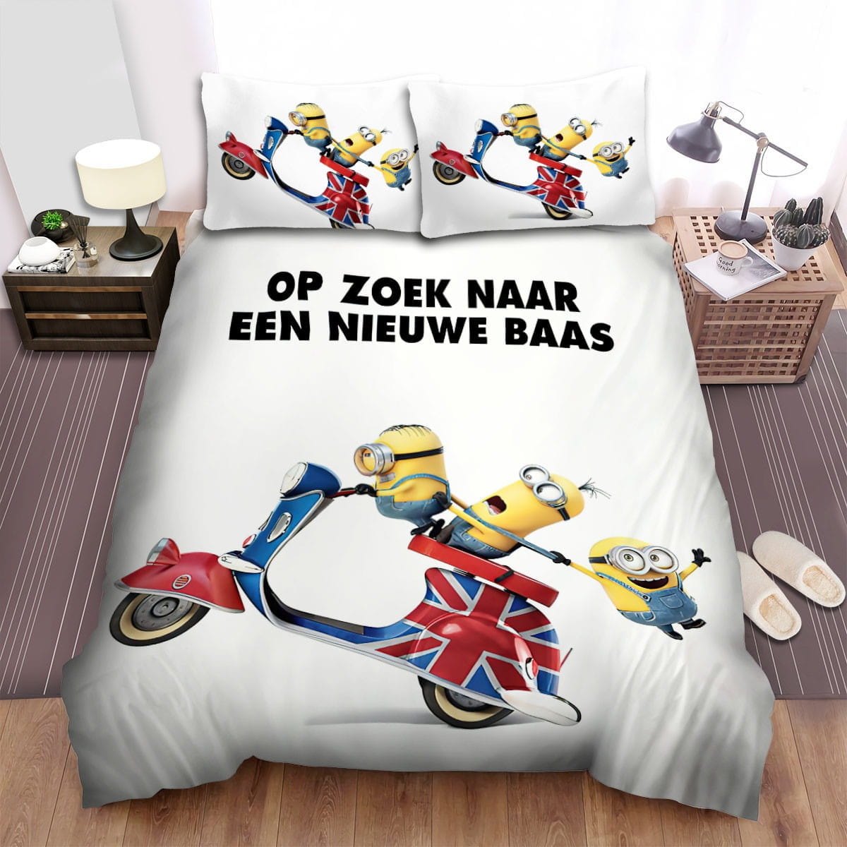 Minions Ride Motobike Bedding Set, Gift For Christmas, Birthday, Thanksgiving