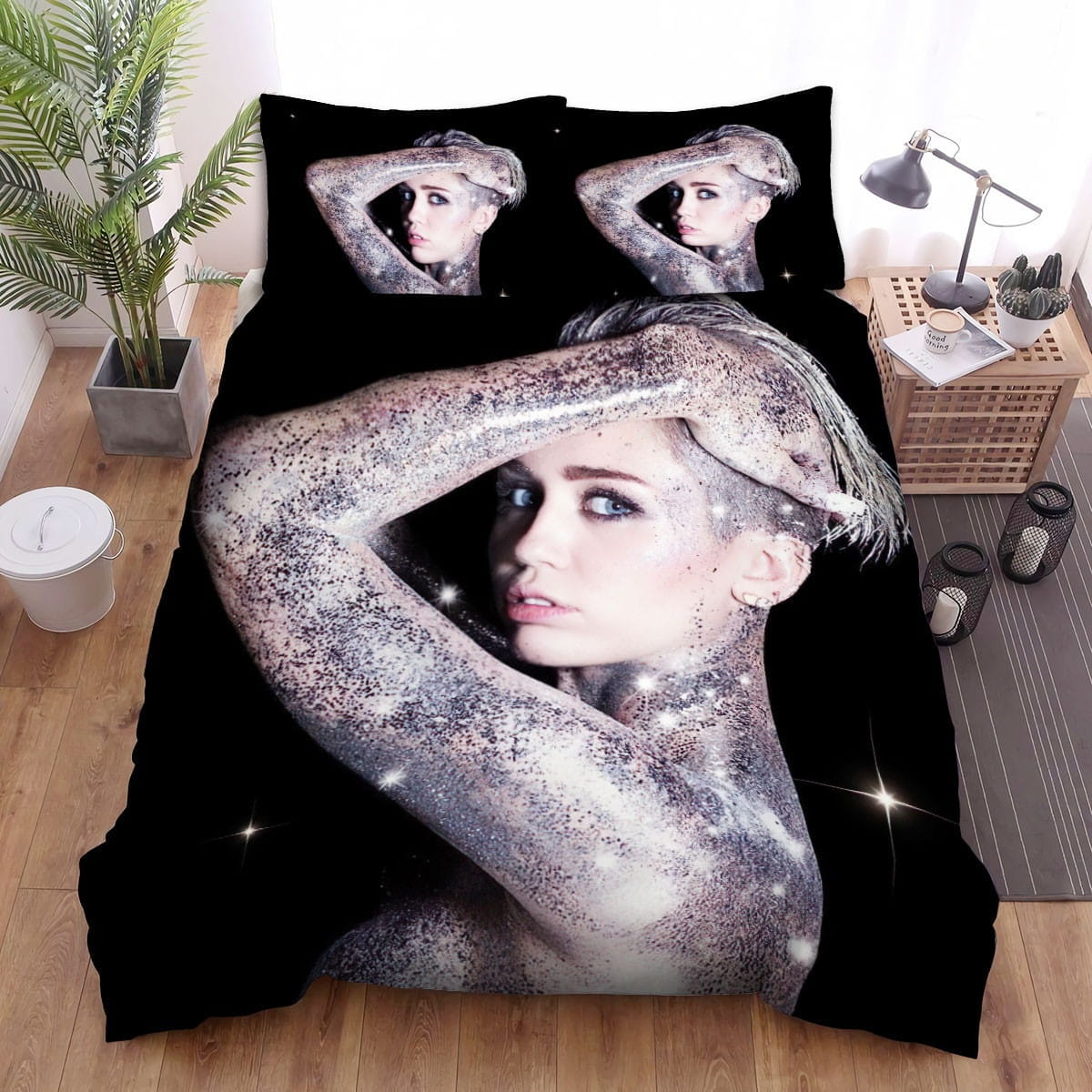 Miley Cyrus Sparkle Body Bedding Sets, Flatsheet Gift For Wife, Husband, Besties