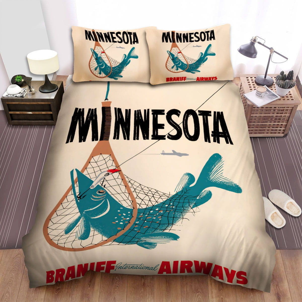 Minnesota Catching Fish Bedding Sets, Flatsheet Gift For Wife, Husband, Besties