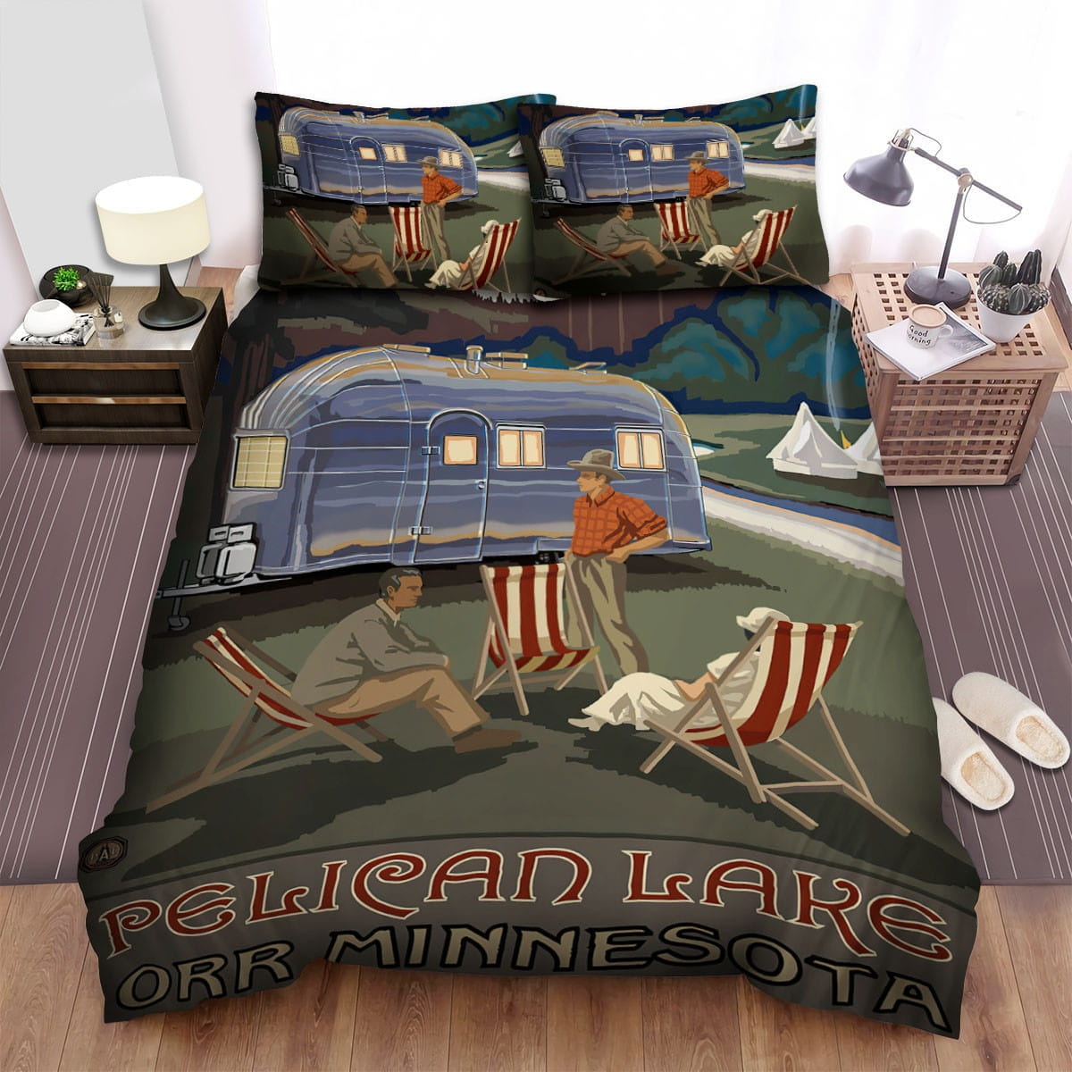 Minnesota Pelican Lake Bedding Sets, Flatsheet Gift For Christmas, Thanksgiving, Halloween