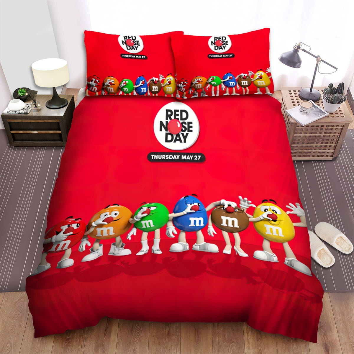 M&Ms Red Nose Day Decorative Bedding Sets with Duvet Cover, Flatsheet, Pillowcases