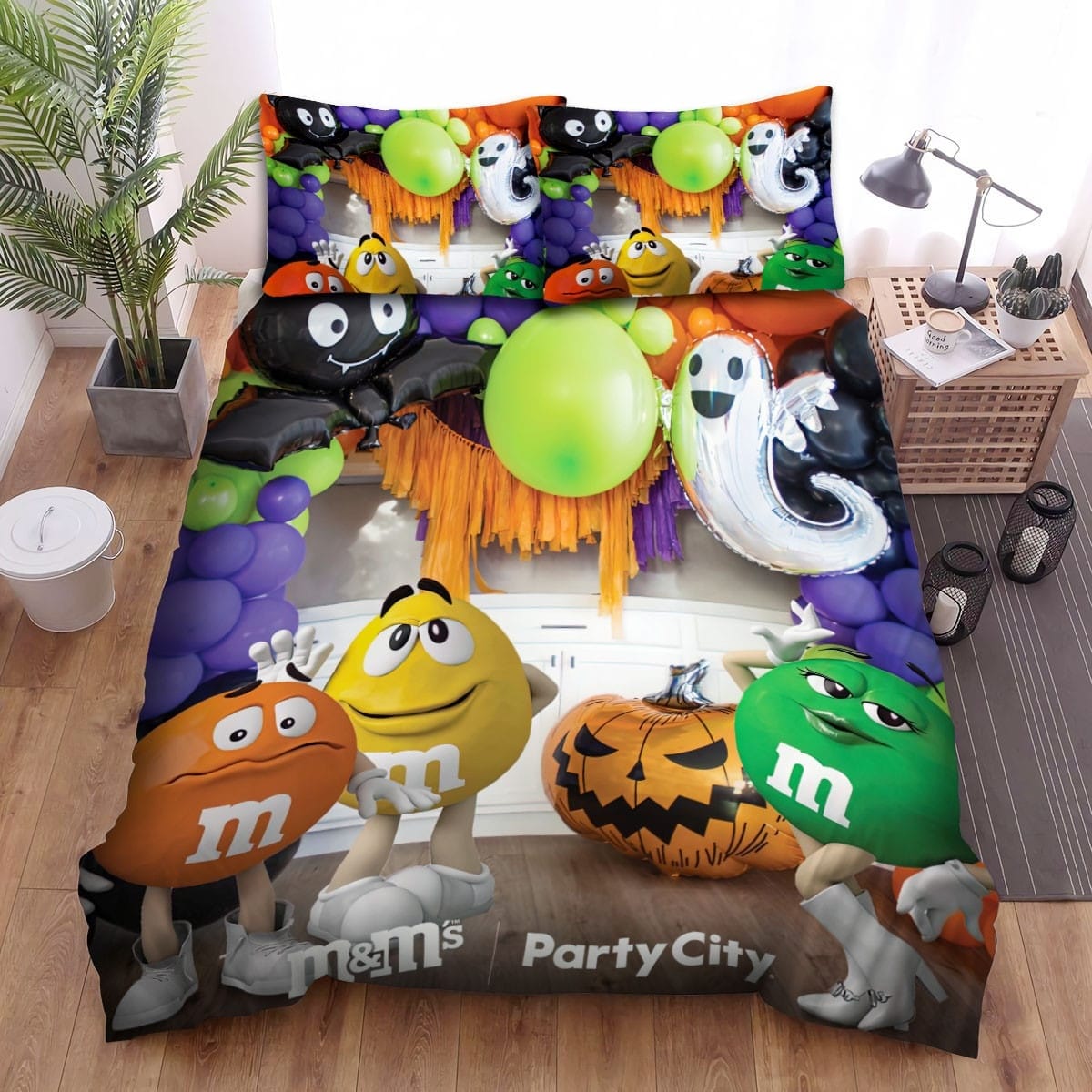 M&Ms Halloween Party Bedding Sets Duvet Cover, Flatsheet, Pillowcases Perfect Gift For Fans