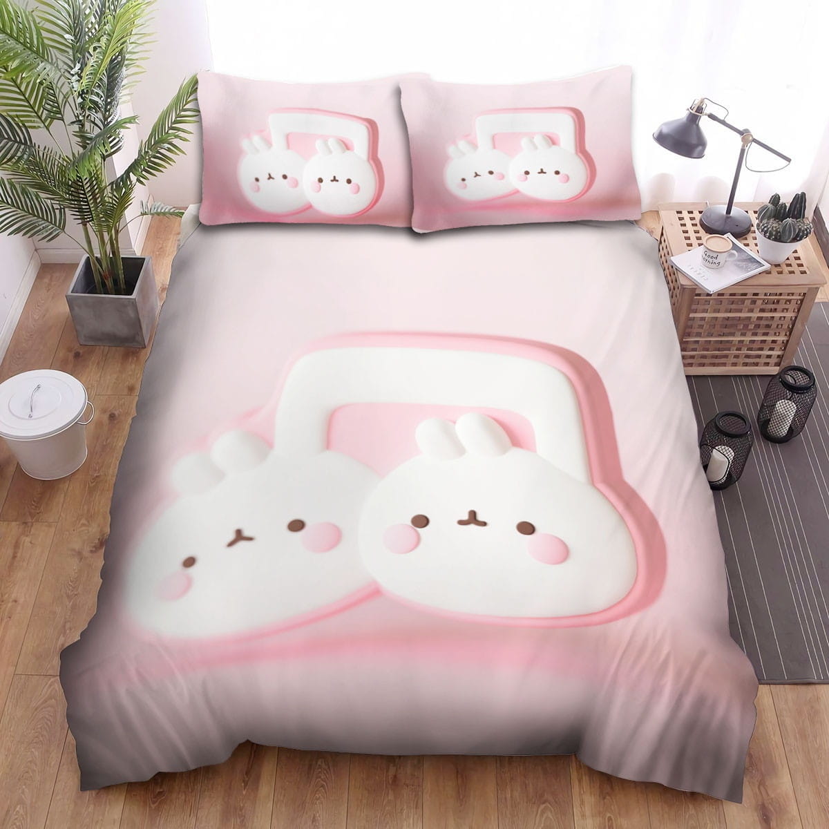Molang Neon Bedding Sets, Flatsheet Gift For Wife, Husband, Besties