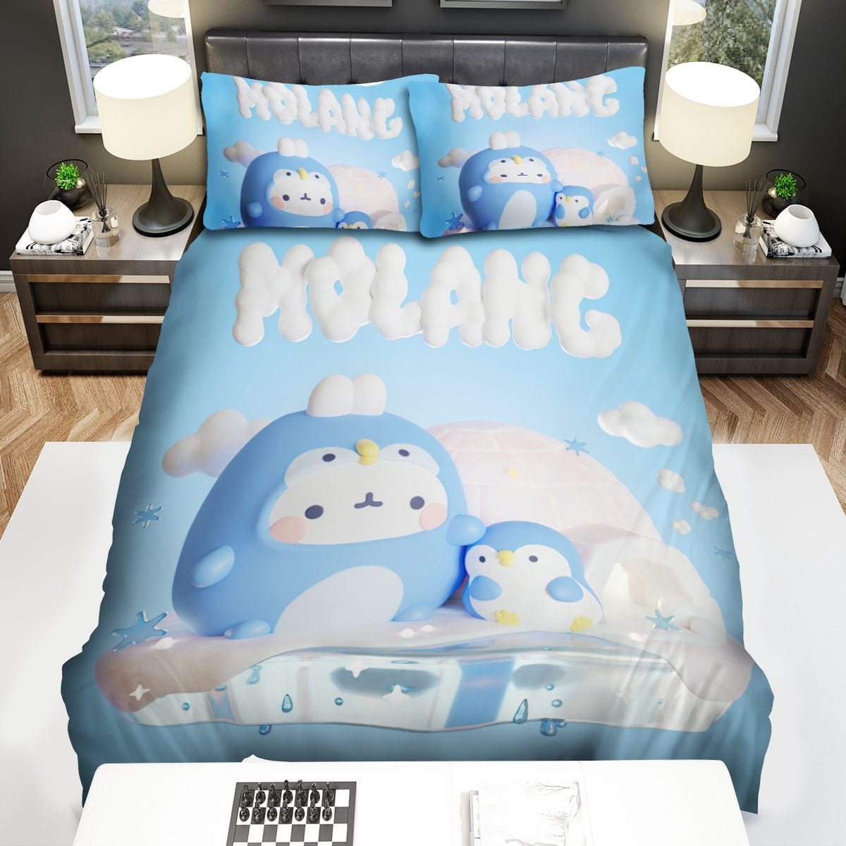 Molang And Penguin Bedding Sets Duvet Cover, Flatsheet, Pillowcases Perfect Gift For Fans